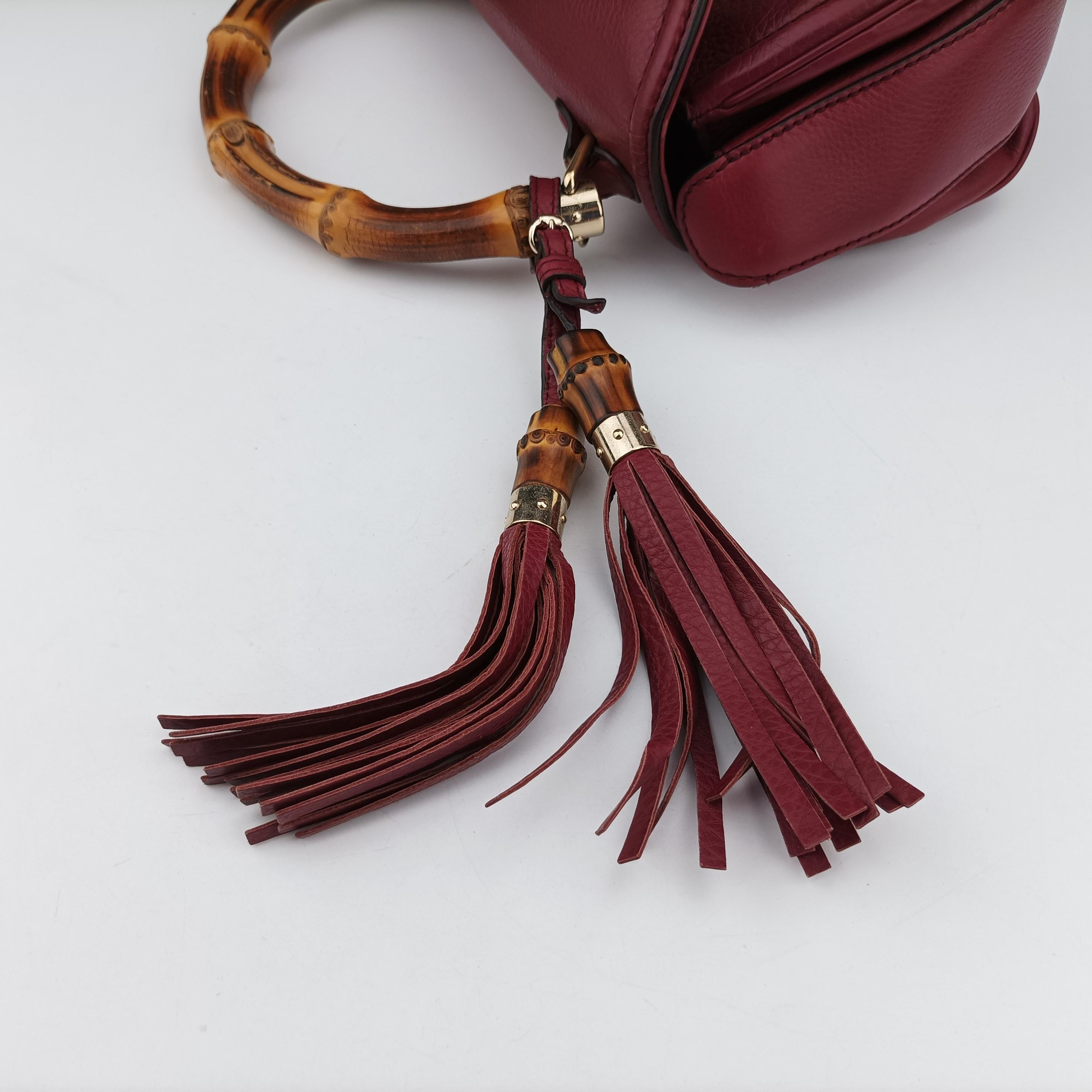Vintage Gucci New Bamboo Burgundy Leather 254884 shoulderbag | stylenewstar