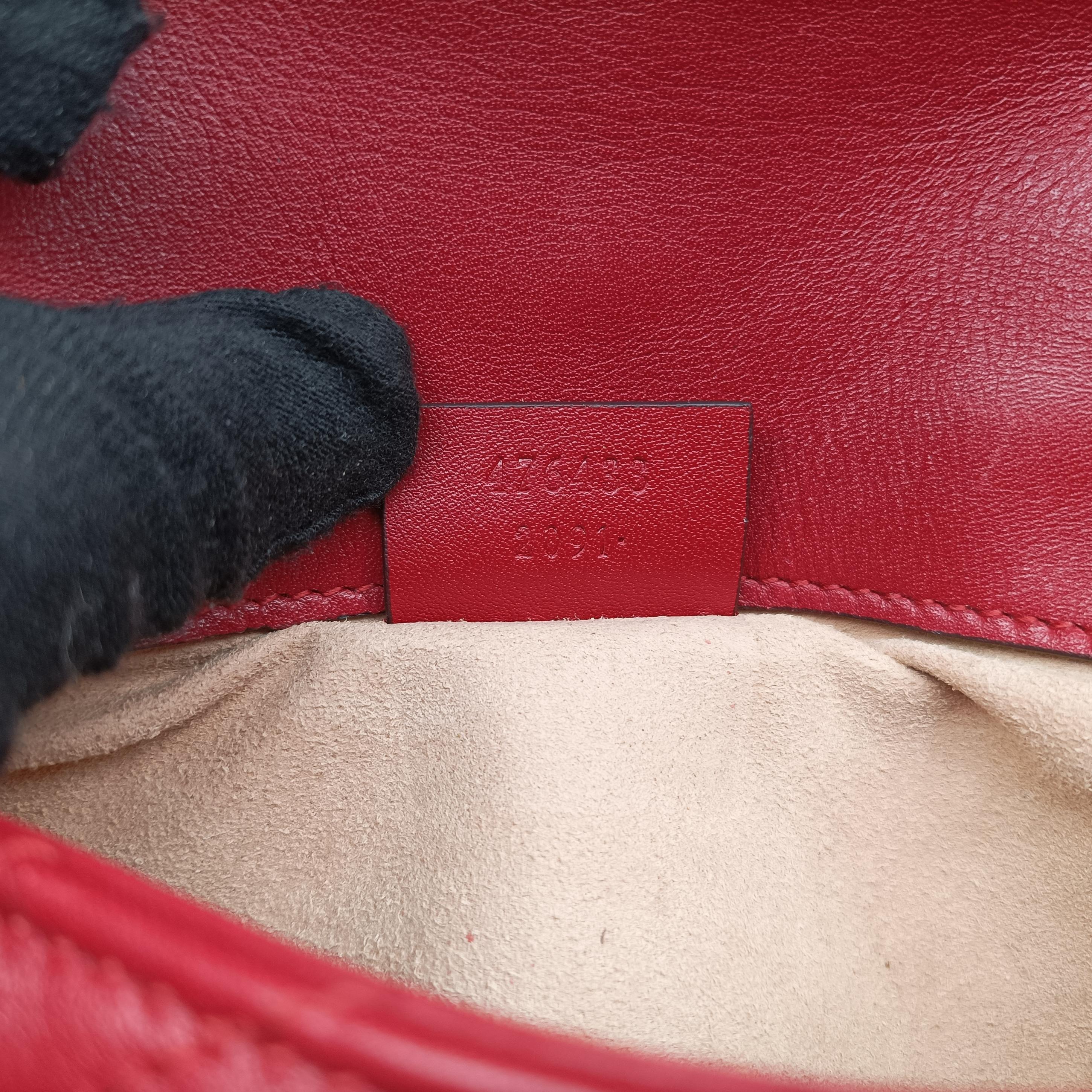 Pre-owned Gucci GG Marmont Red Leather 476433 shoulderbag | stylenewstar