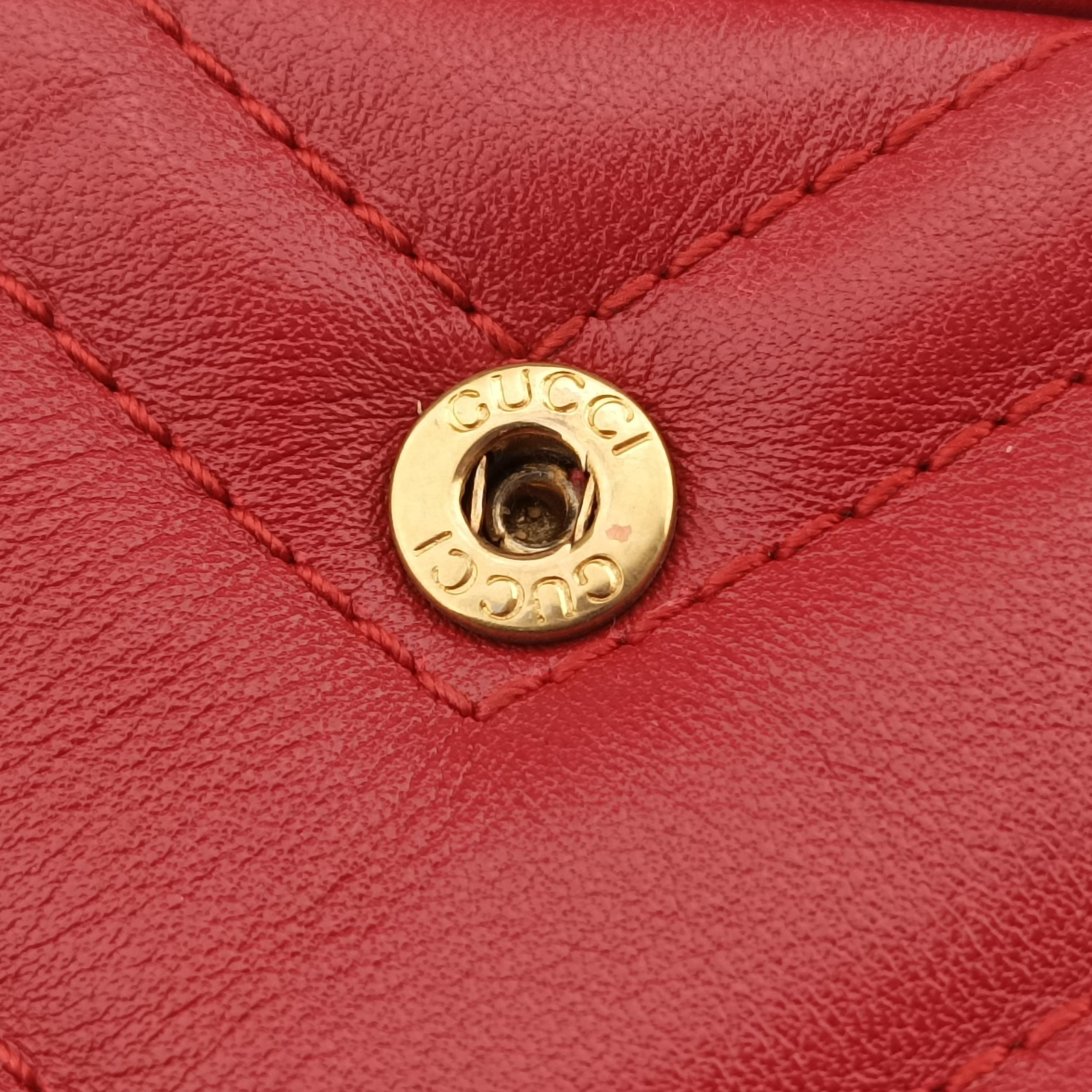 Pre-owned Gucci GG Marmont Red Leather 476433 shoulderbag | stylenewstar