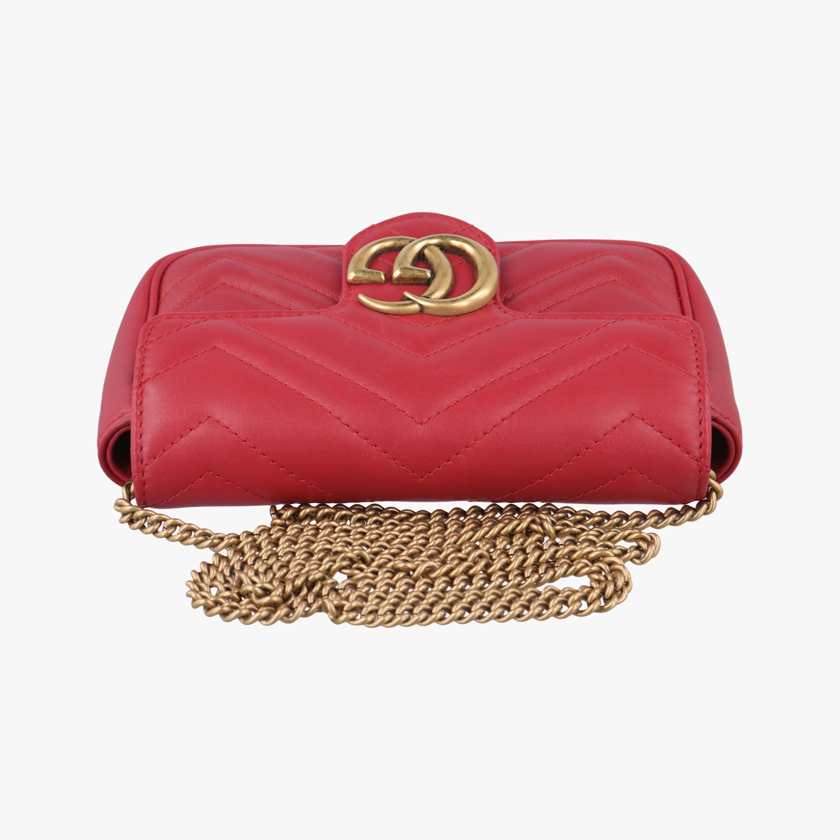 Pre-owned Gucci GG Marmont Red Leather 476433 shoulderbag | stylenewstar