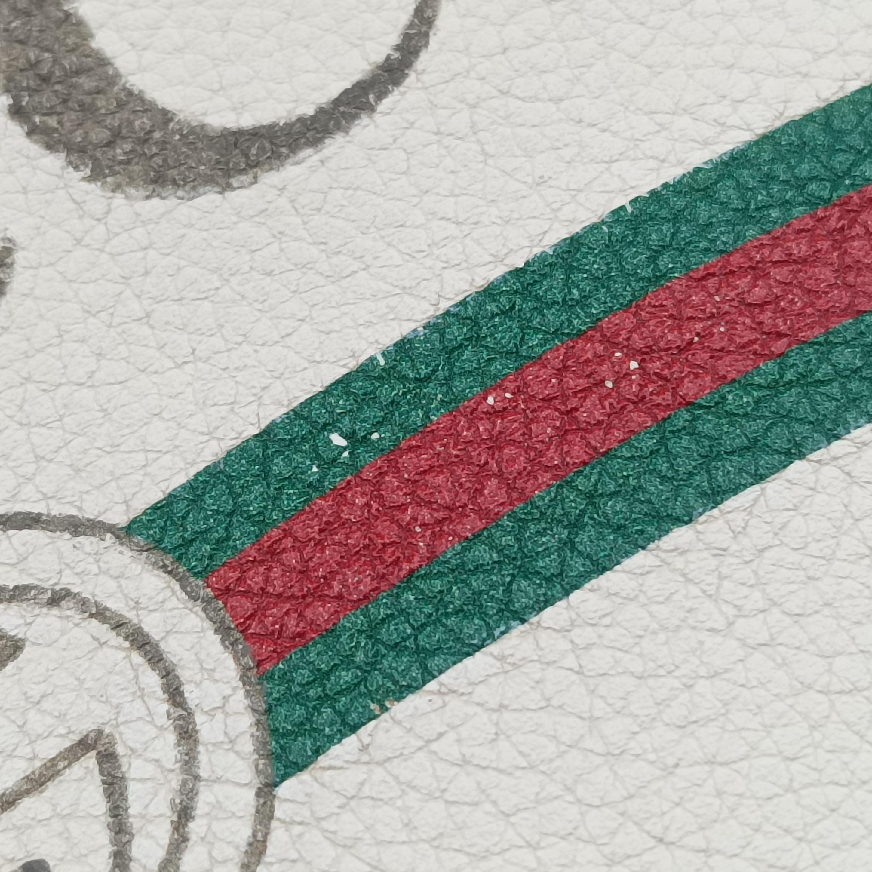 Pre-owned Gucci Gucci Print White Leather 493869 bum bag/waist bag | stylenewstar