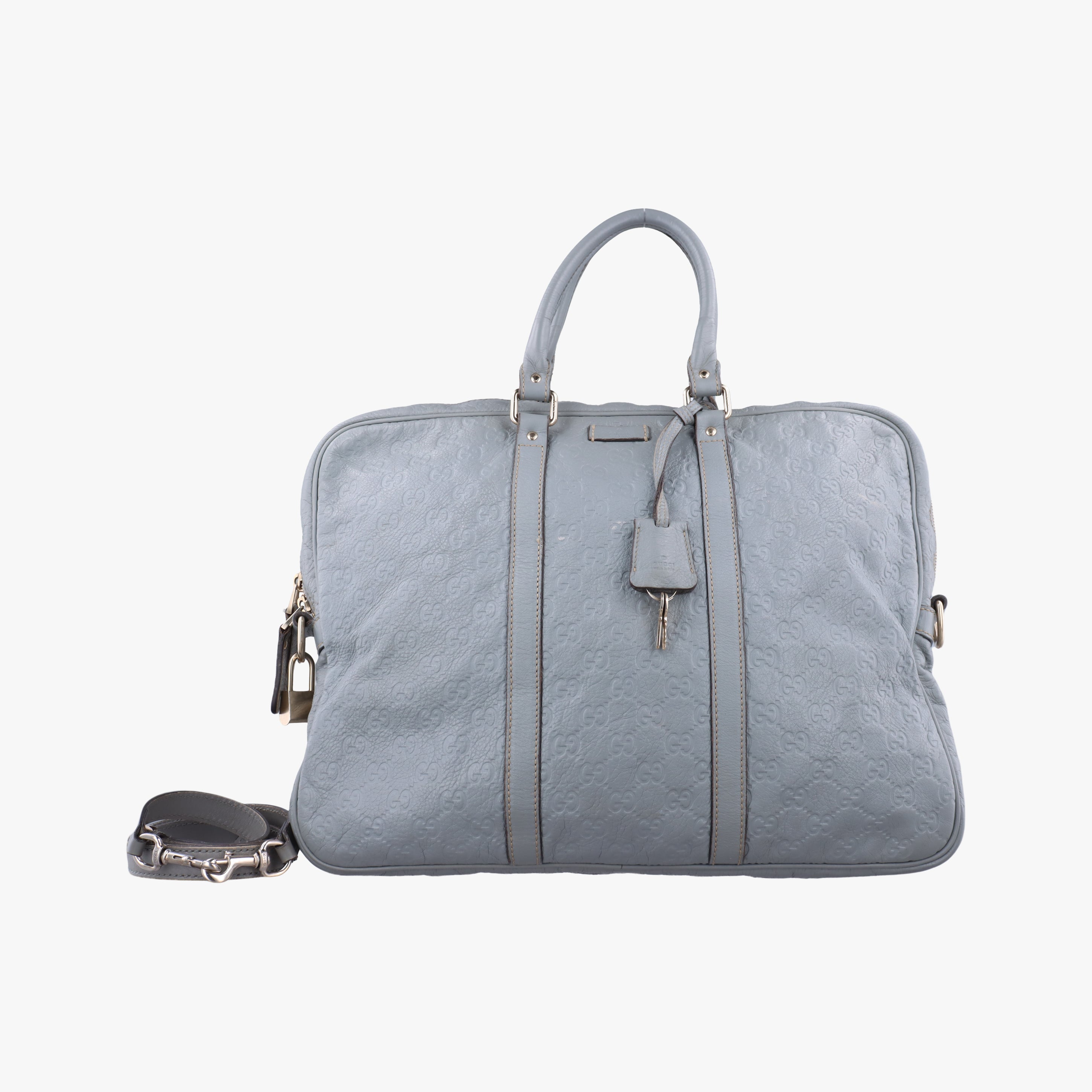 Secondhand Gucci GG plus GG Supreme Briefcase Grey Leather 201480 shoulderbag | stylenewstar