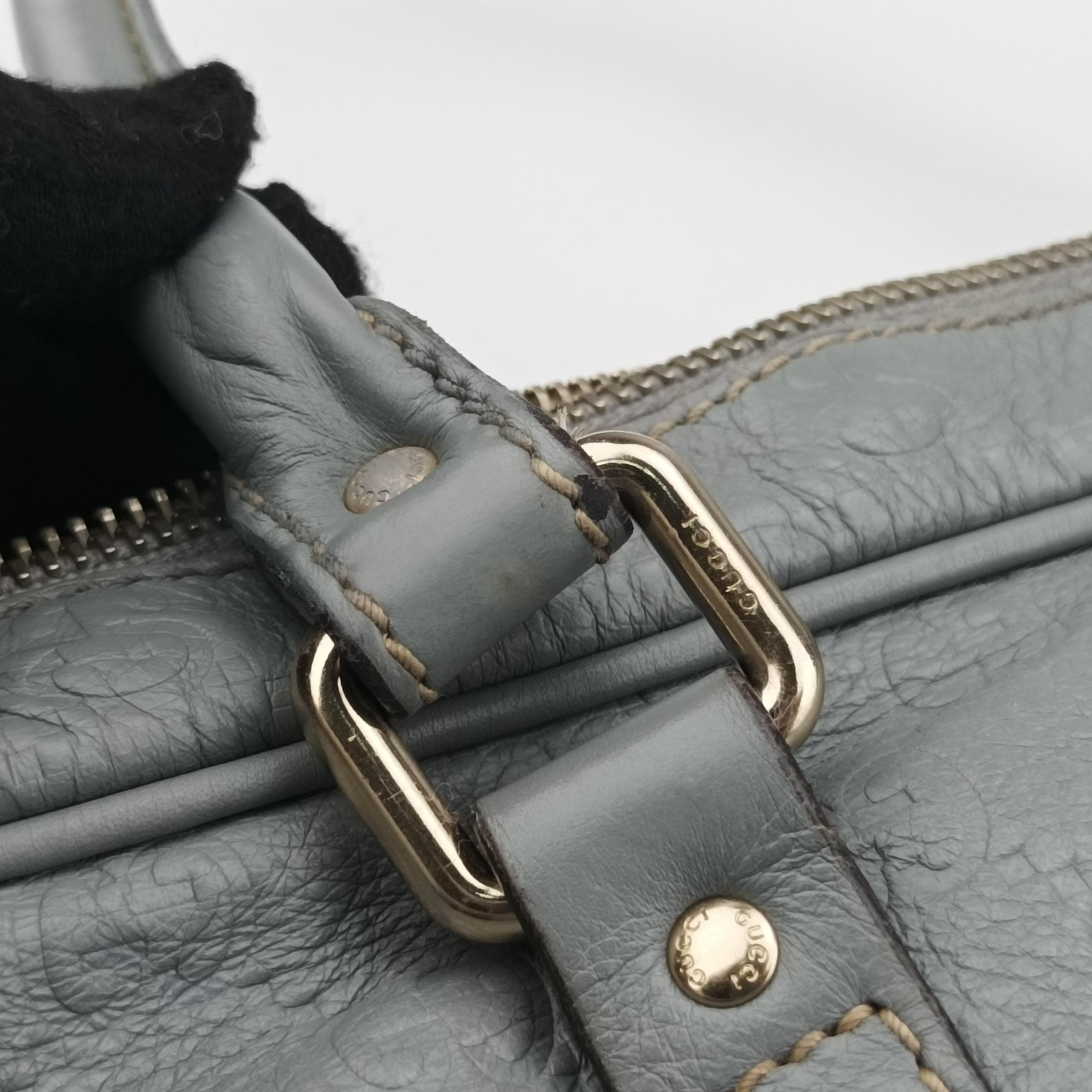 Secondhand Gucci GG plus GG Supreme Briefcase Grey Leather 201480 shoulderbag | stylenewstar