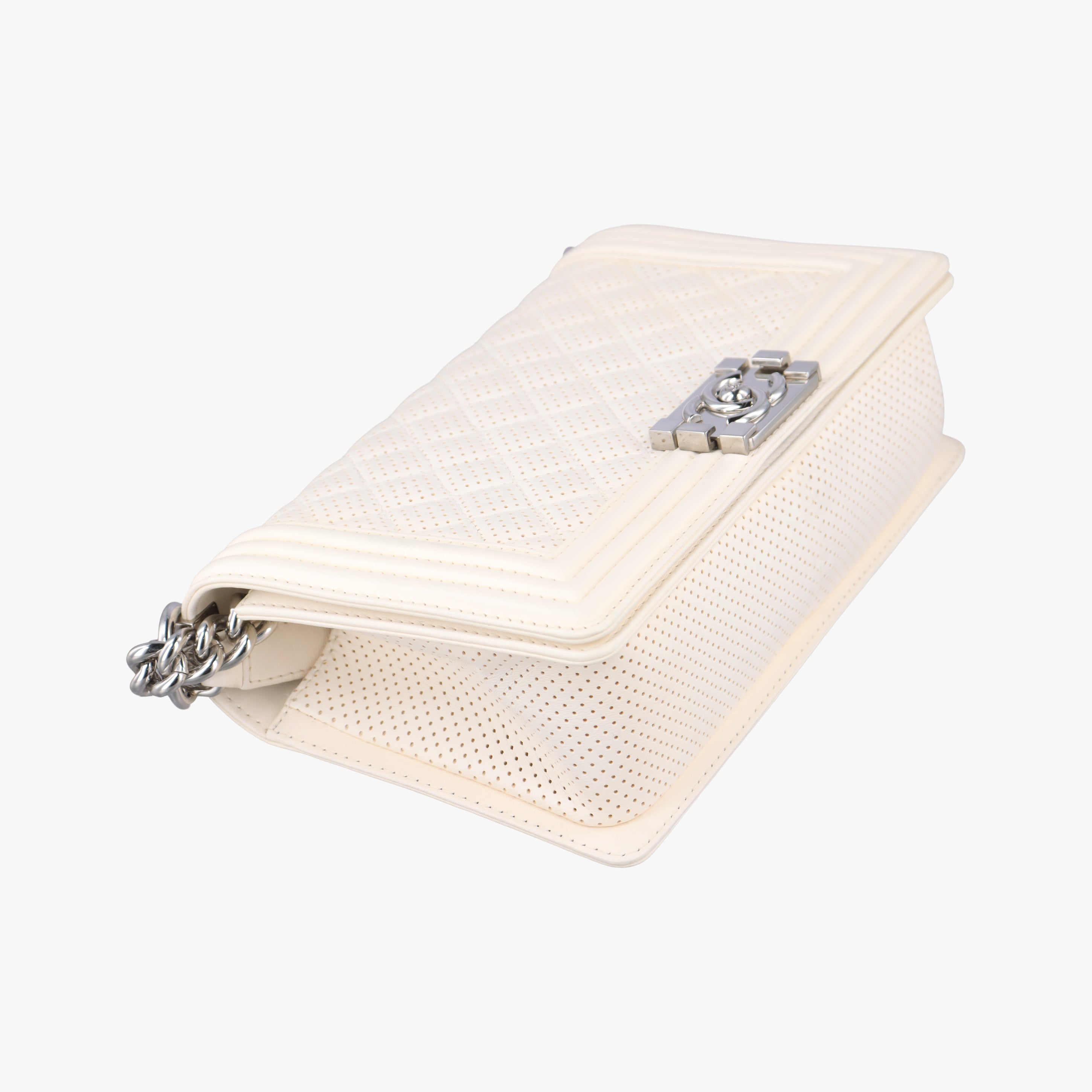 Pre-owned Chanel BOY CHANEL White Leather A67086 shoulderbag | stylenewstar