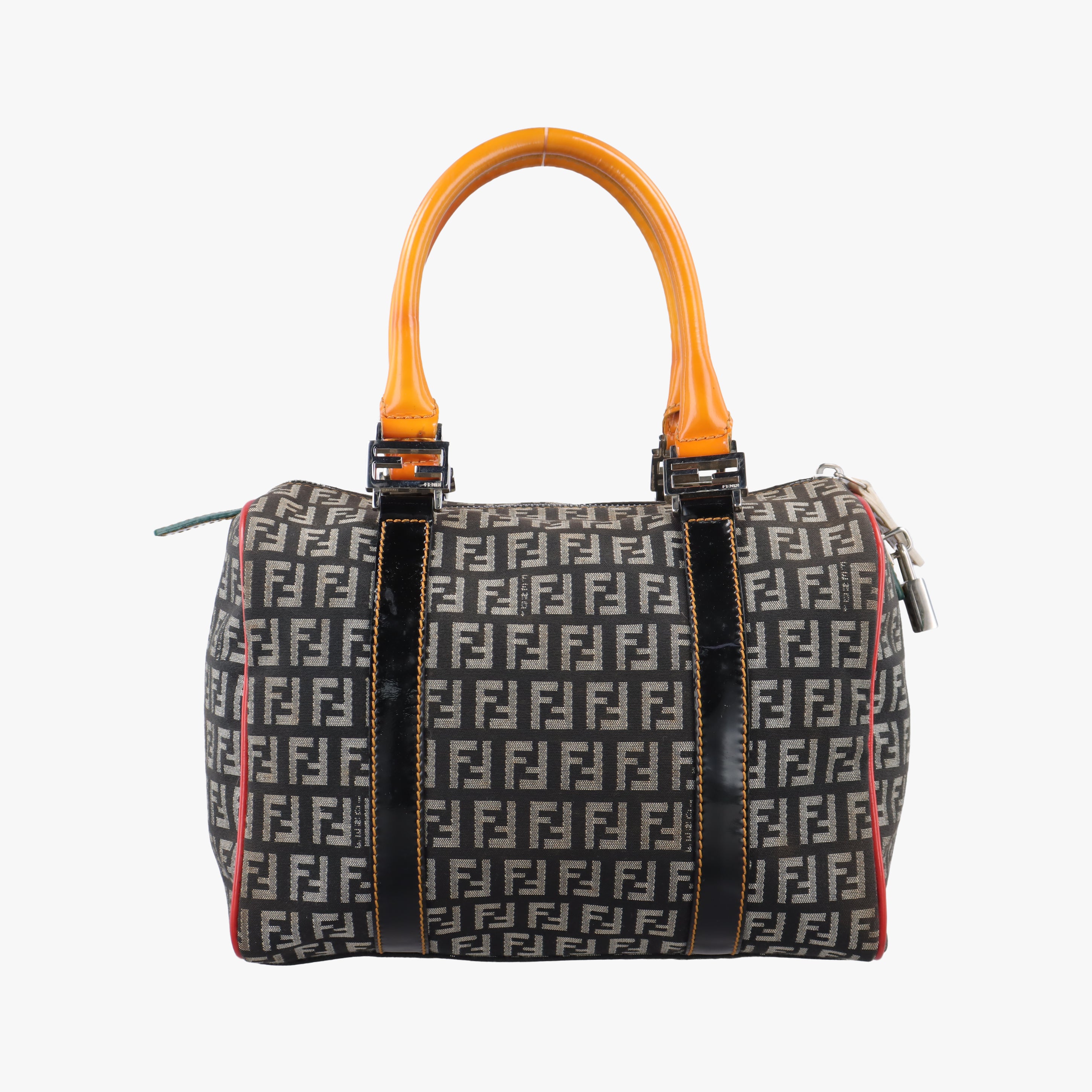 Pre-owned Fendi Zucchino Glitter Logo Multicolour canvas×patent 8BL068 handbag | stylenewstar