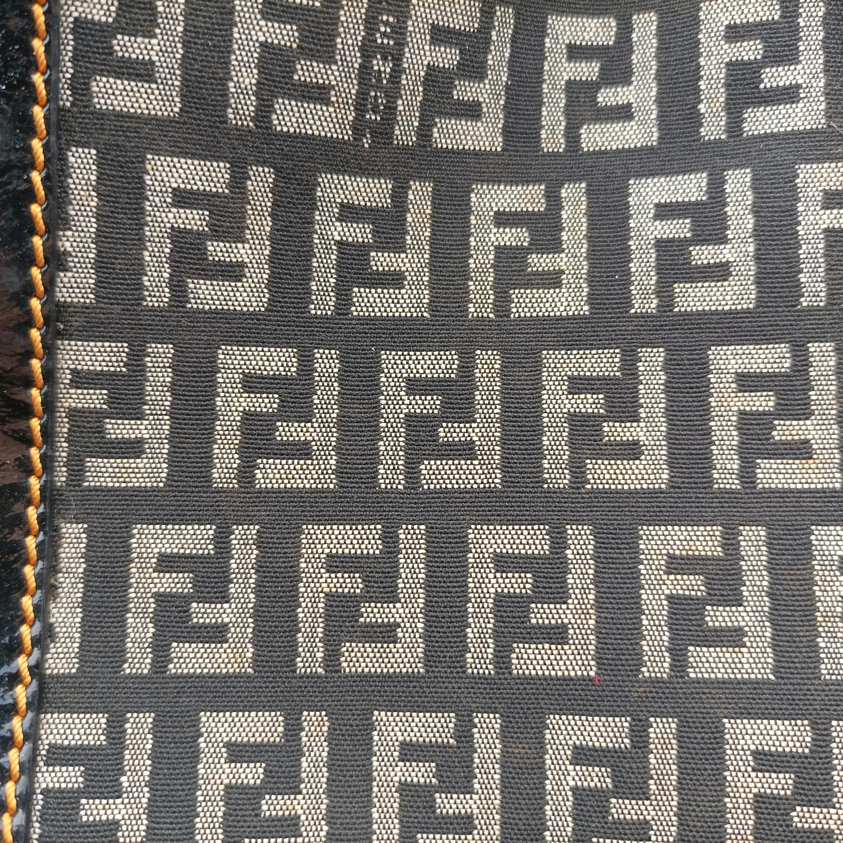 Pre-owned Fendi Zucchino Glitter Logo Multicolour canvas×patent 8BL068 handbag | stylenewstar