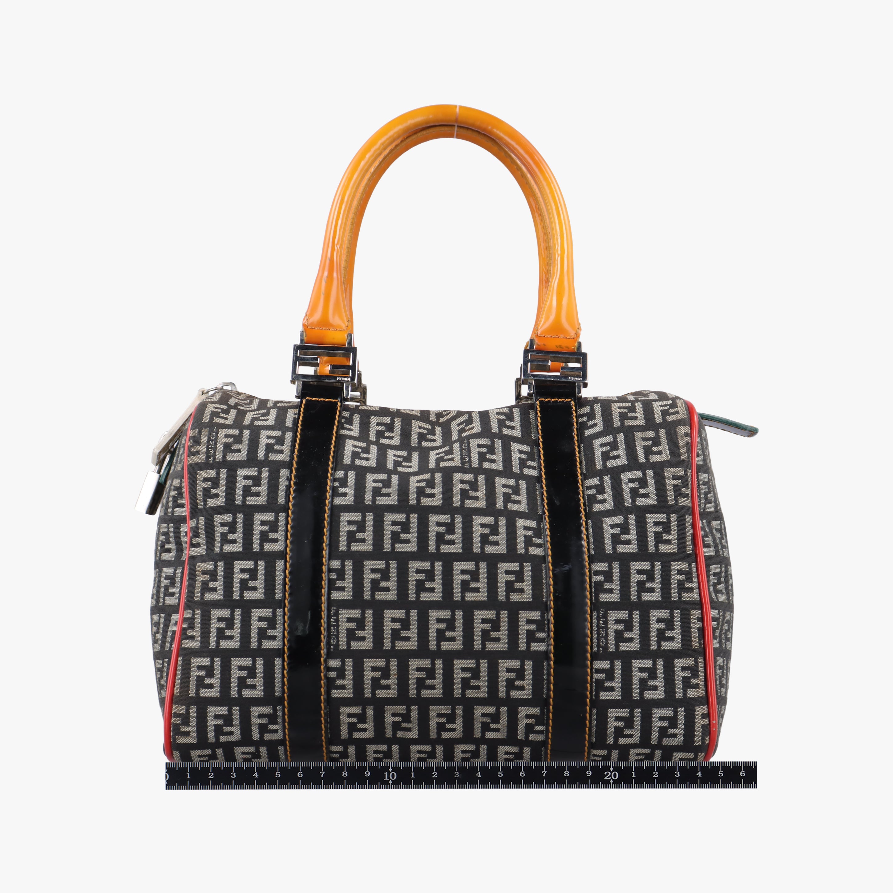 Pre-owned Fendi Zucchino Glitter Logo Multicolour canvas×patent 8BL068 handbag | stylenewstar