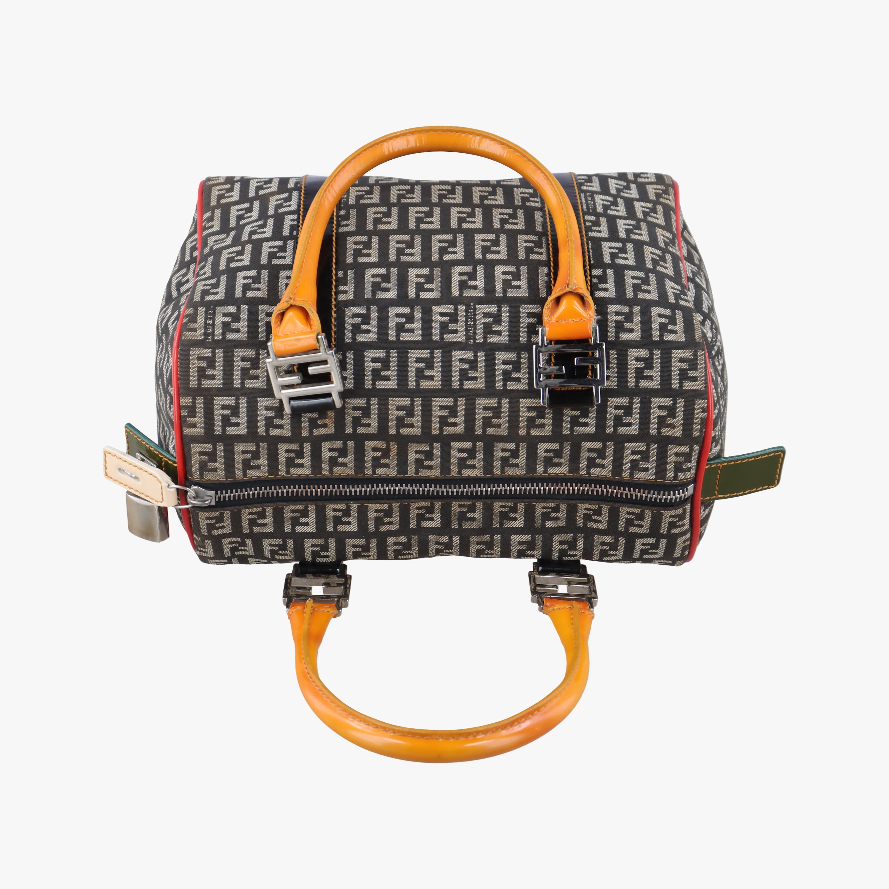 Pre-owned Fendi Zucchino Glitter Logo Multicolour canvas×patent 8BL068 handbag | stylenewstar