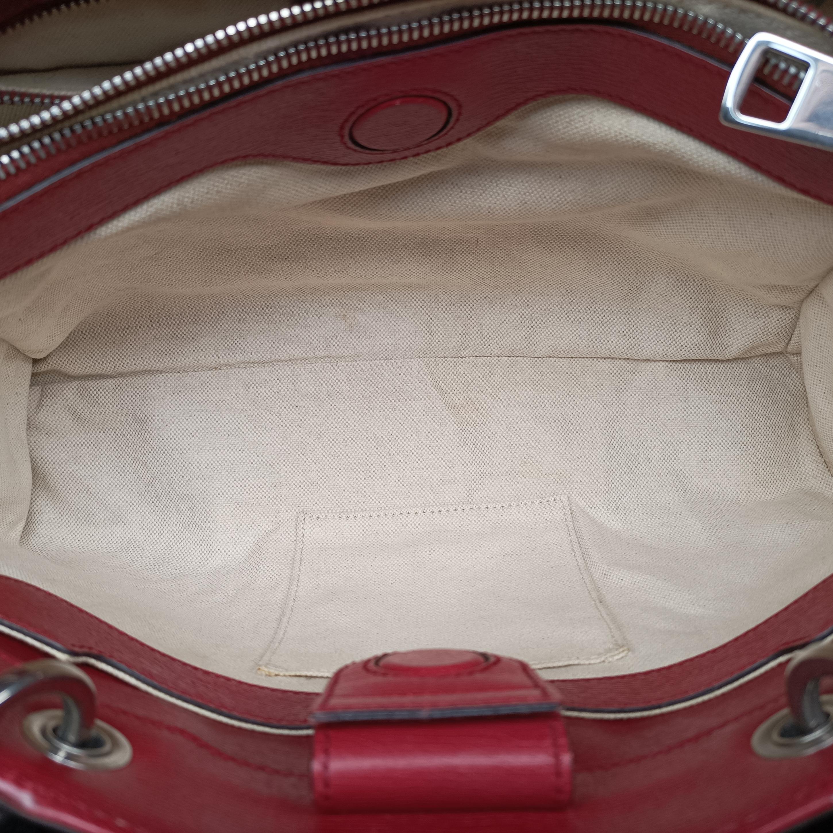 Pre-owned Gucci Bamboo Shopper Red×Multicolour Leather 323660 handbag | stylenewstar