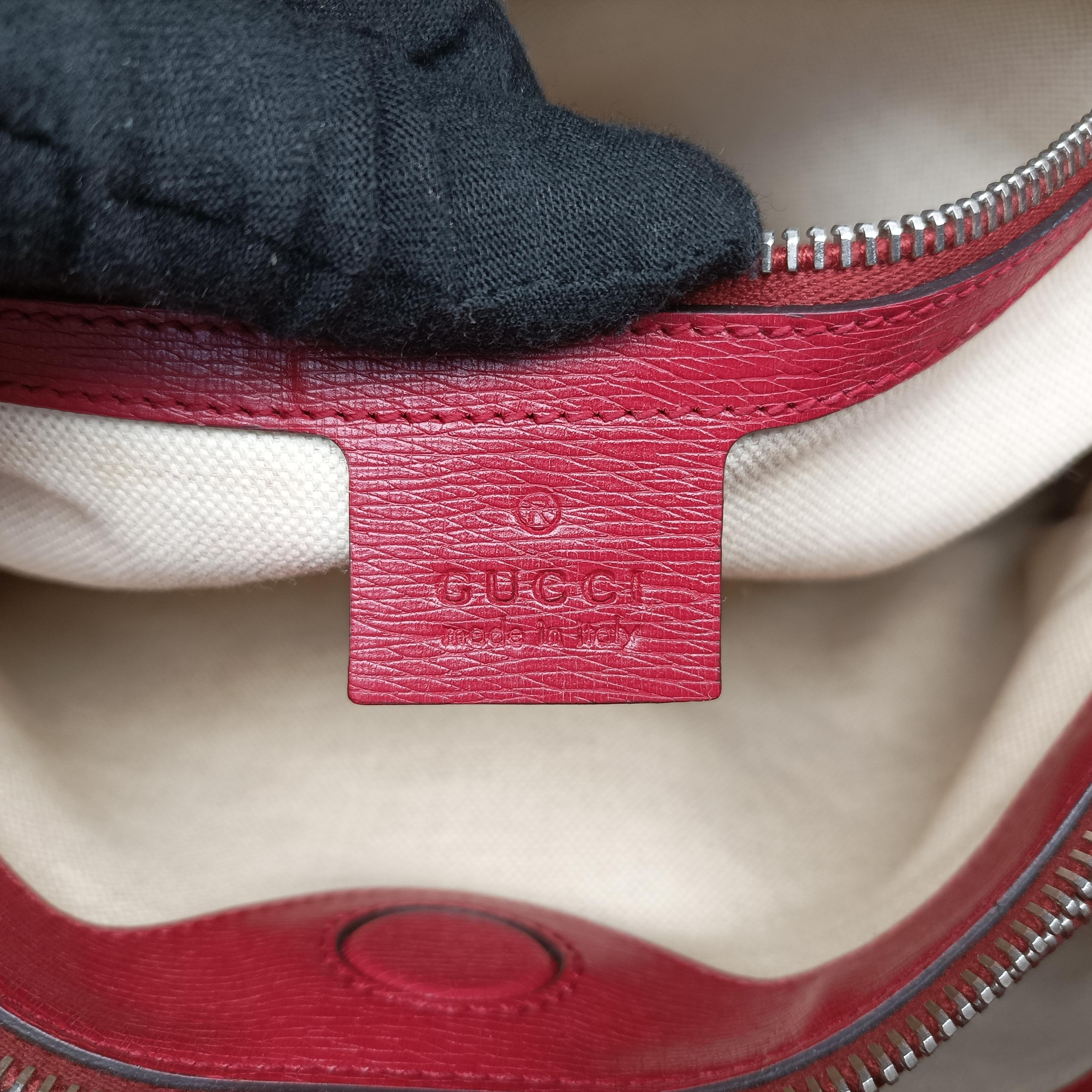 Pre-owned Gucci Bamboo Shopper Red×Multicolour Leather 323660 handbag | stylenewstar