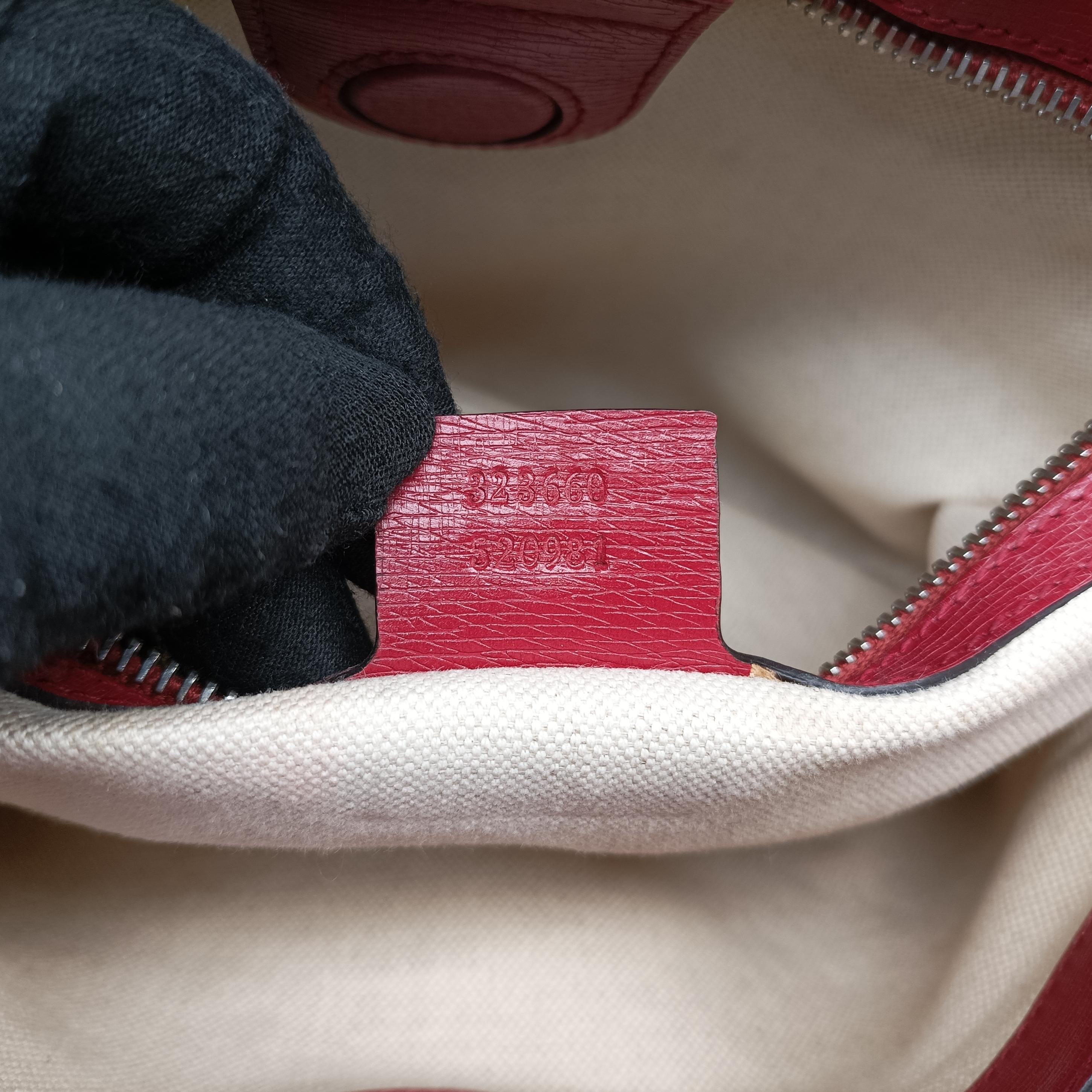 Pre-owned Gucci Bamboo Shopper Red×Multicolour Leather 323660 handbag | stylenewstar