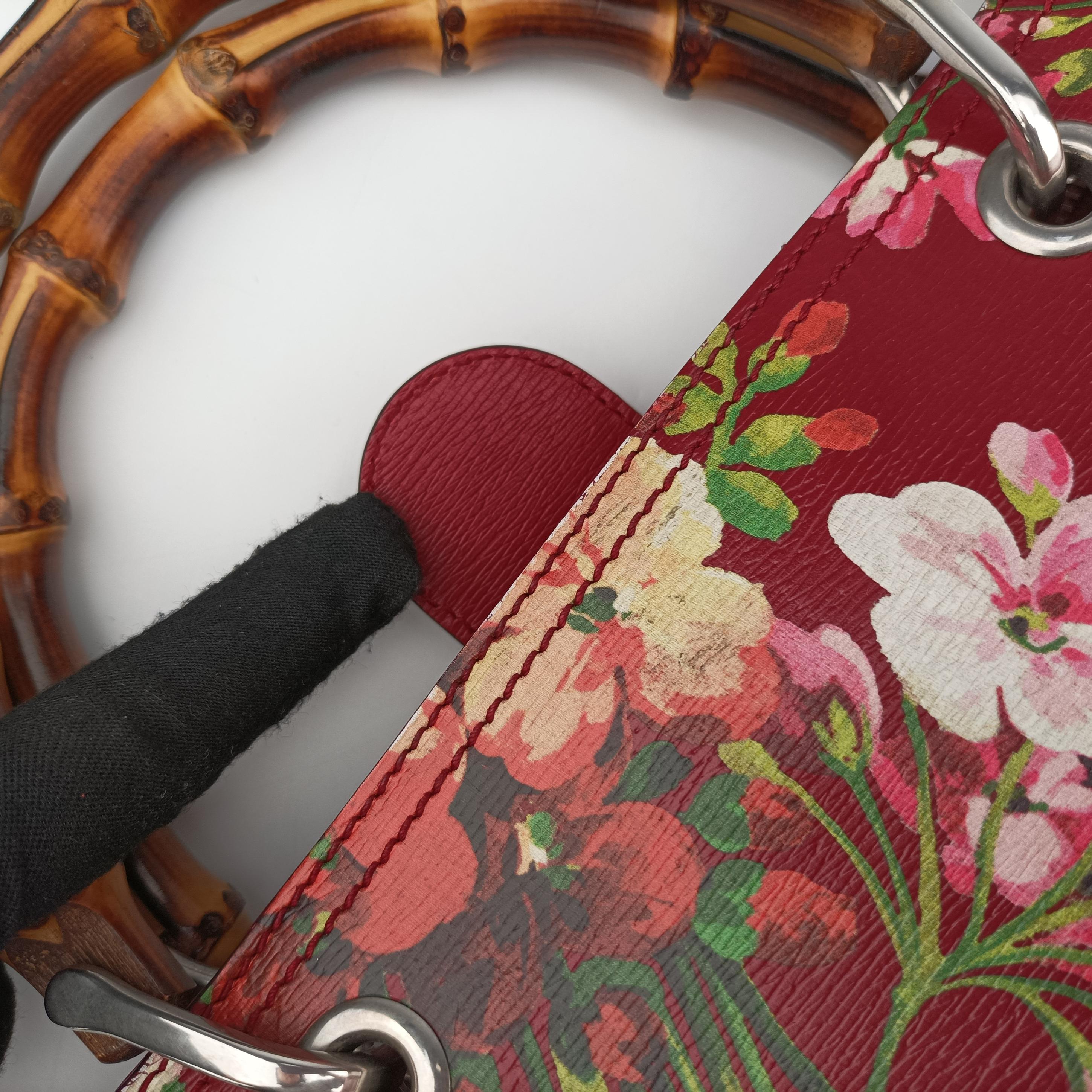 Pre-owned Gucci Bamboo Shopper Red×Multicolour Leather 323660 handbag | stylenewstar