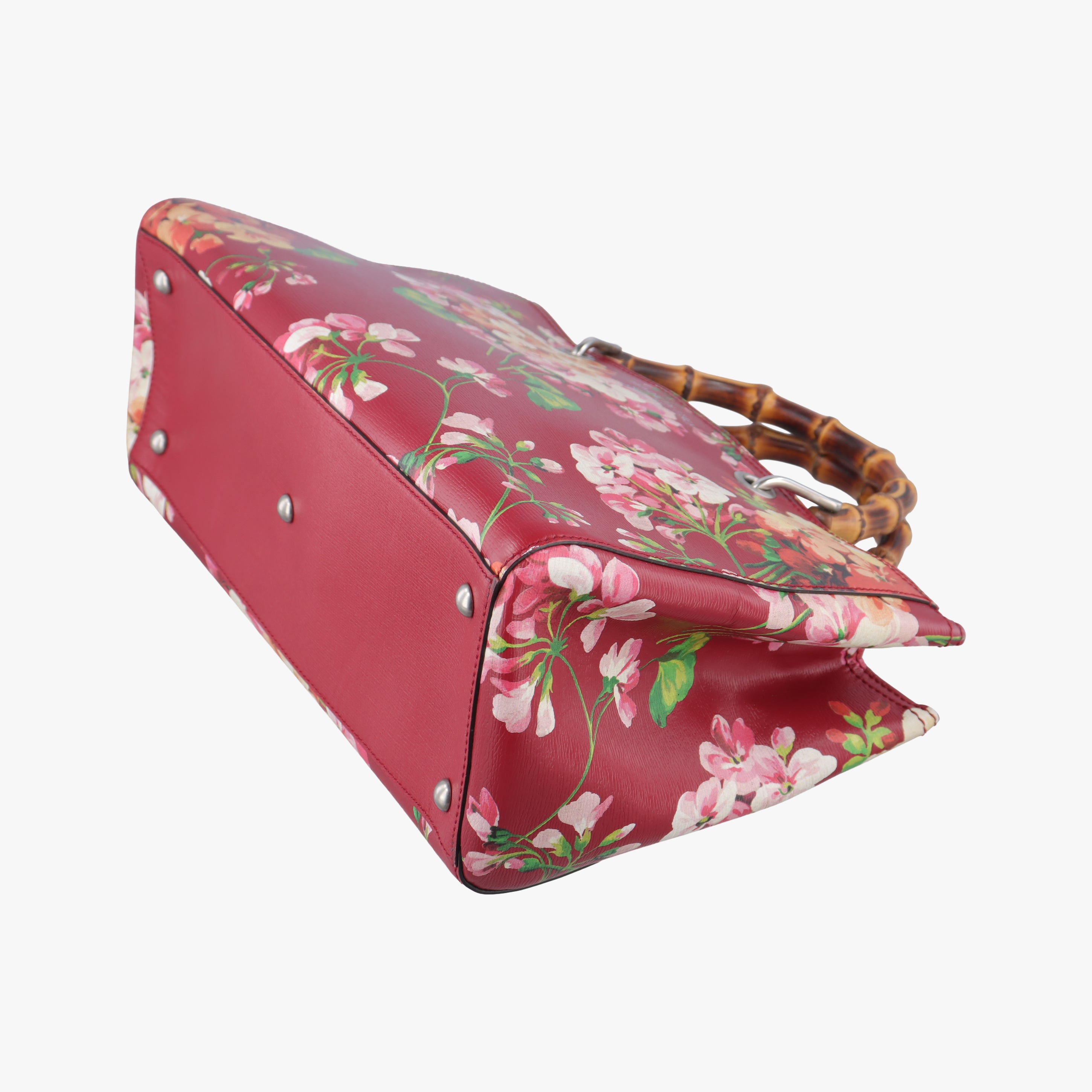 Pre-owned Gucci Bamboo Shopper Red×Multicolour Leather 323660 handbag | stylenewstar