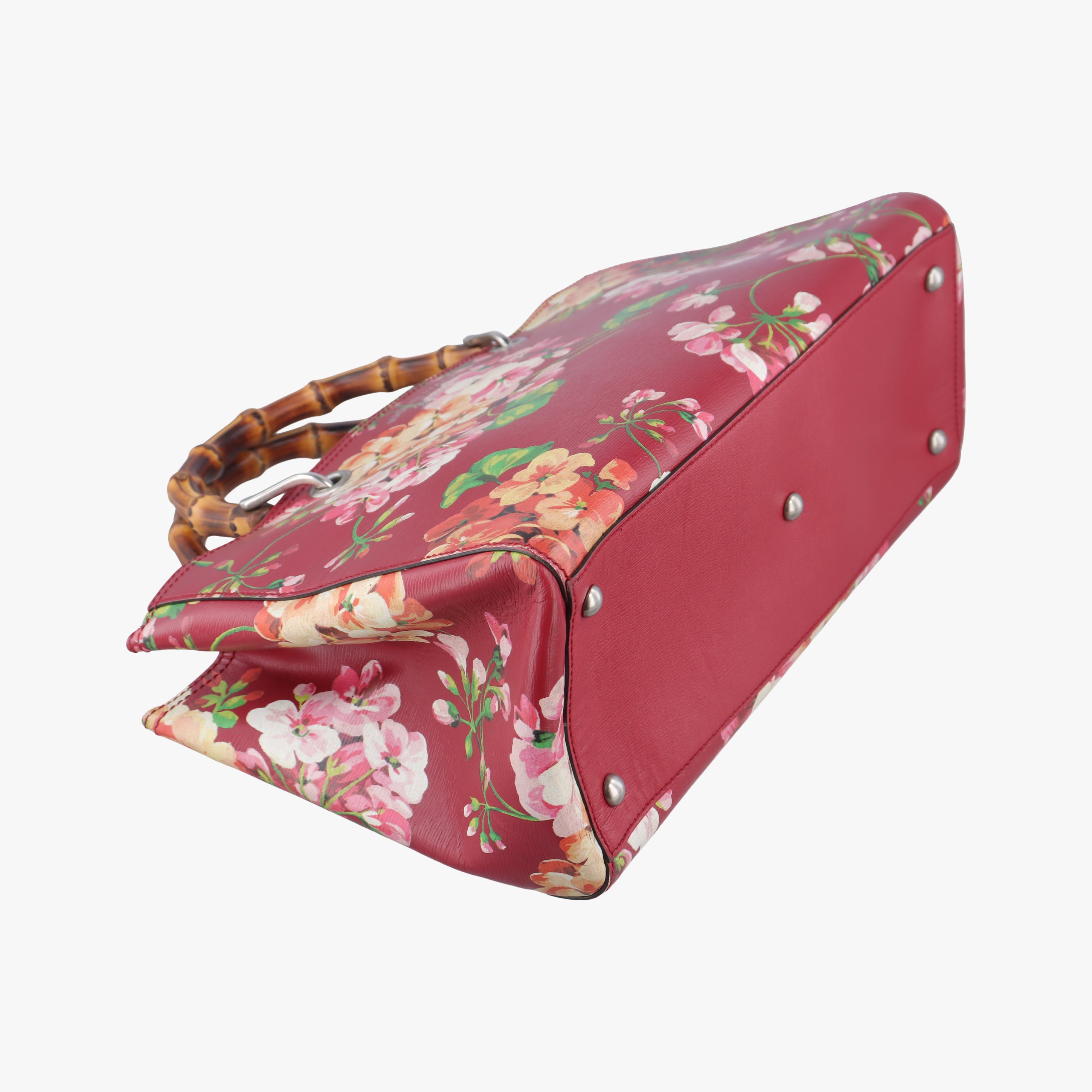 Pre-owned Gucci Bamboo Shopper Red×Multicolour Leather 323660 handbag | stylenewstar