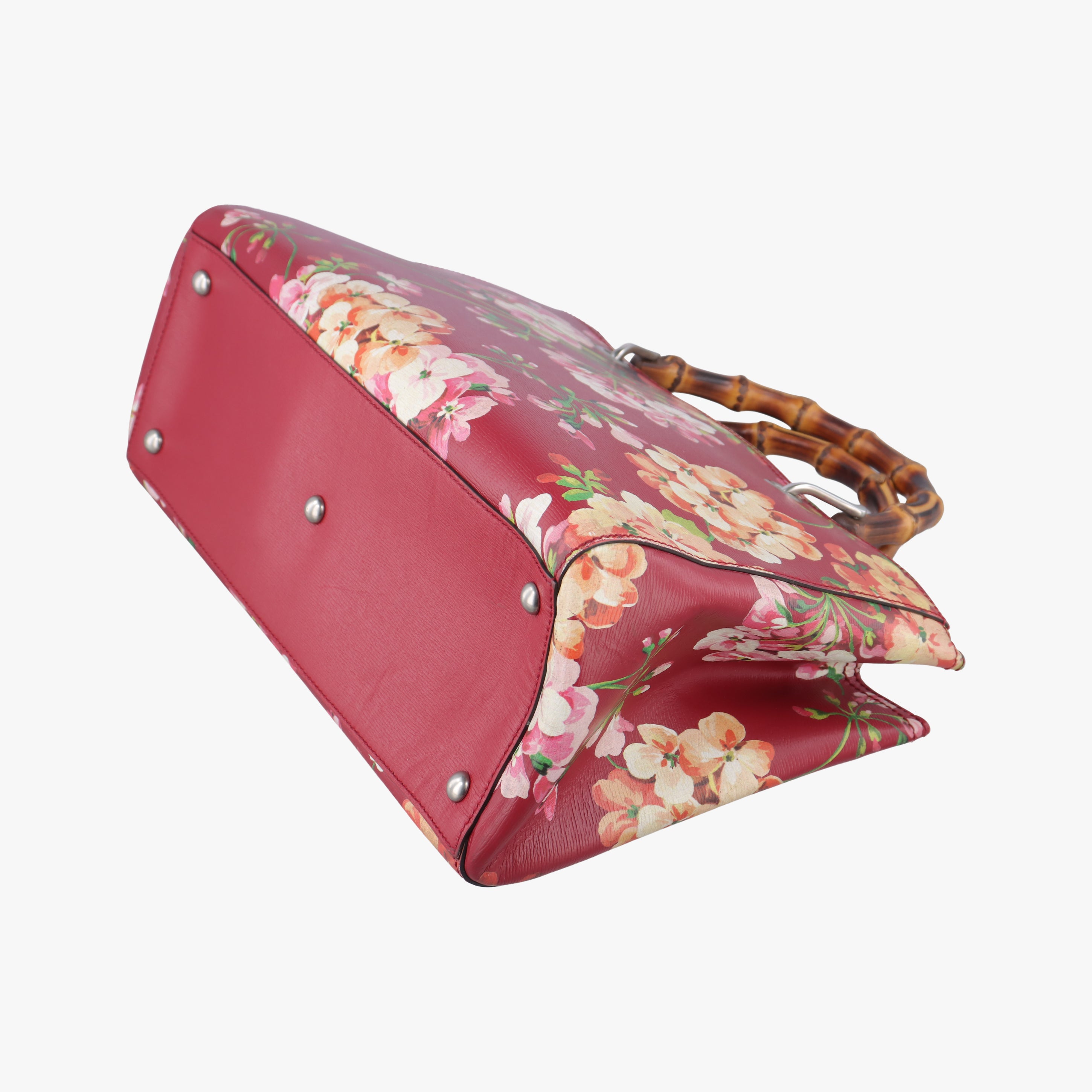 Pre-owned Gucci Bamboo Shopper Red×Multicolour Leather 323660 handbag | stylenewstar