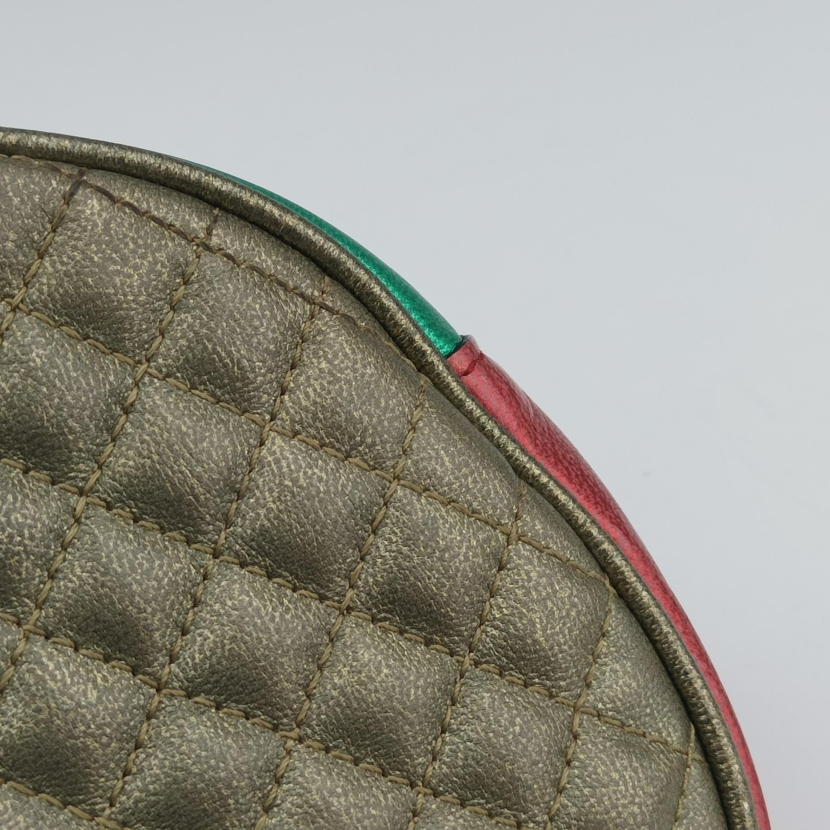 Pre-owned Gucci Laminate Red×Green Leather 534951 shoulderbag | stylenewstar