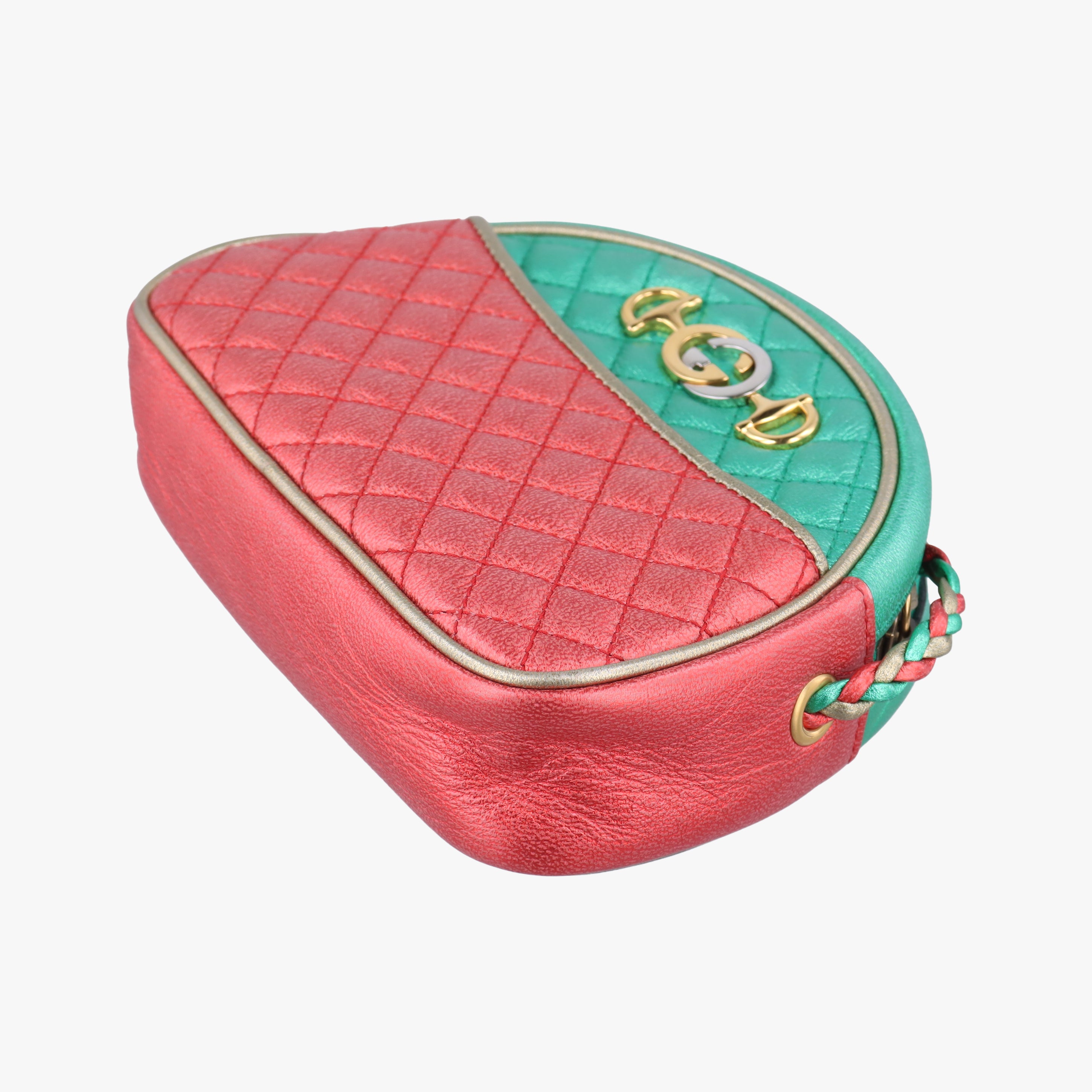 Pre-owned Gucci Laminate Red×Green Leather 534951 shoulderbag | stylenewstar