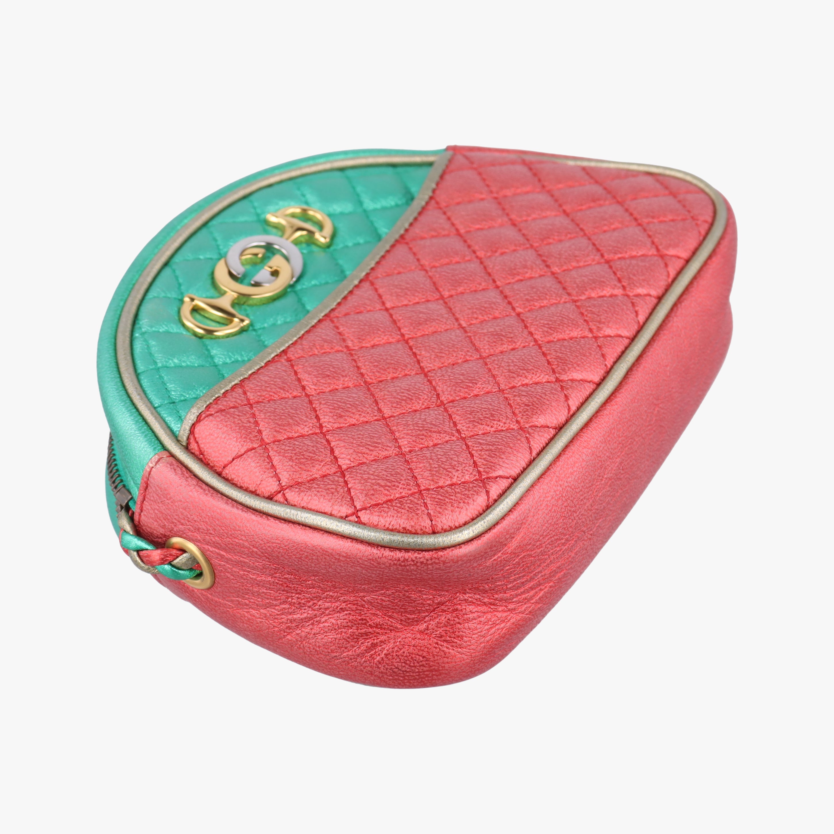 Pre-owned Gucci Laminate Red×Green Leather 534951 shoulderbag | stylenewstar