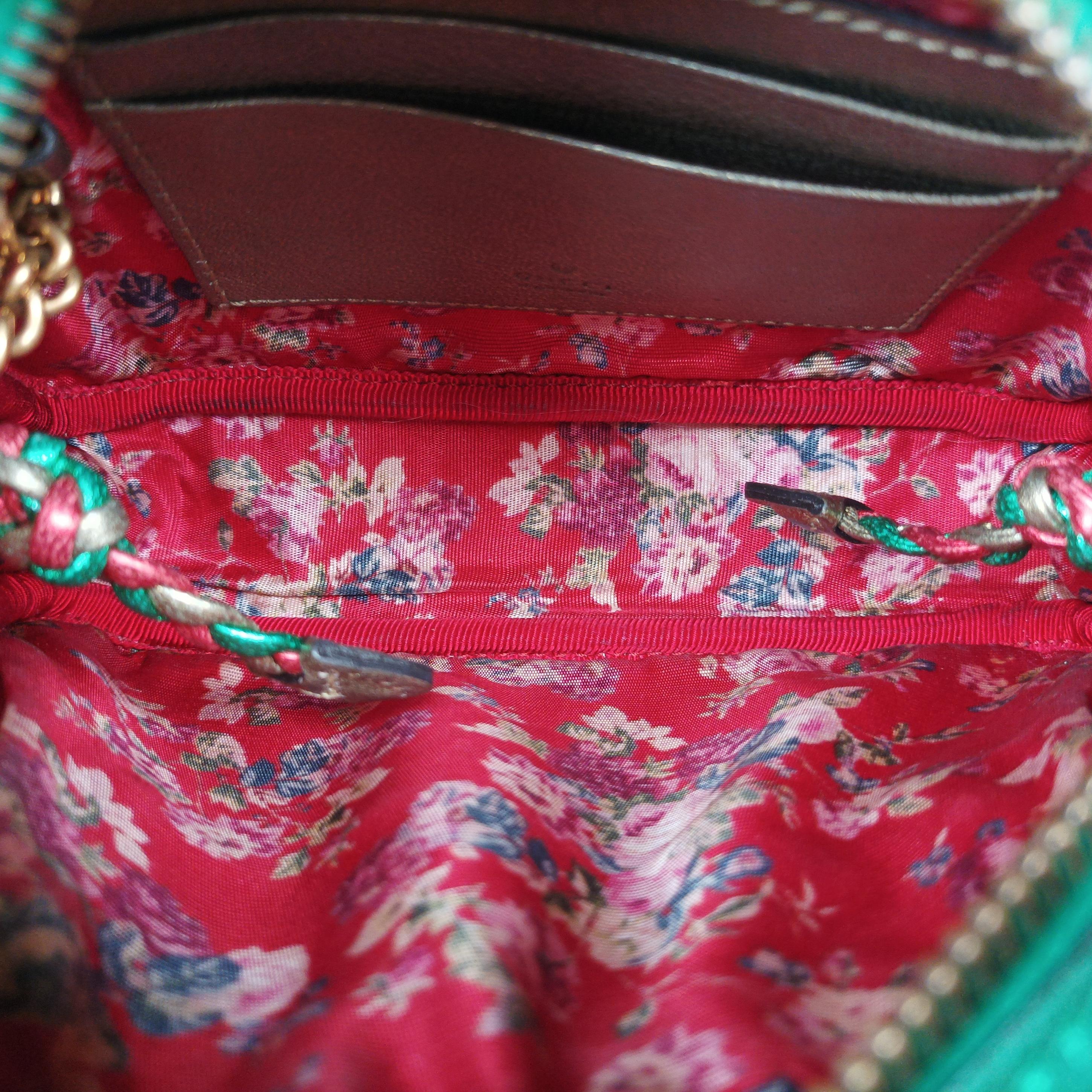 Pre-owned Gucci Laminate Red×Green Leather 534951 shoulderbag | stylenewstar