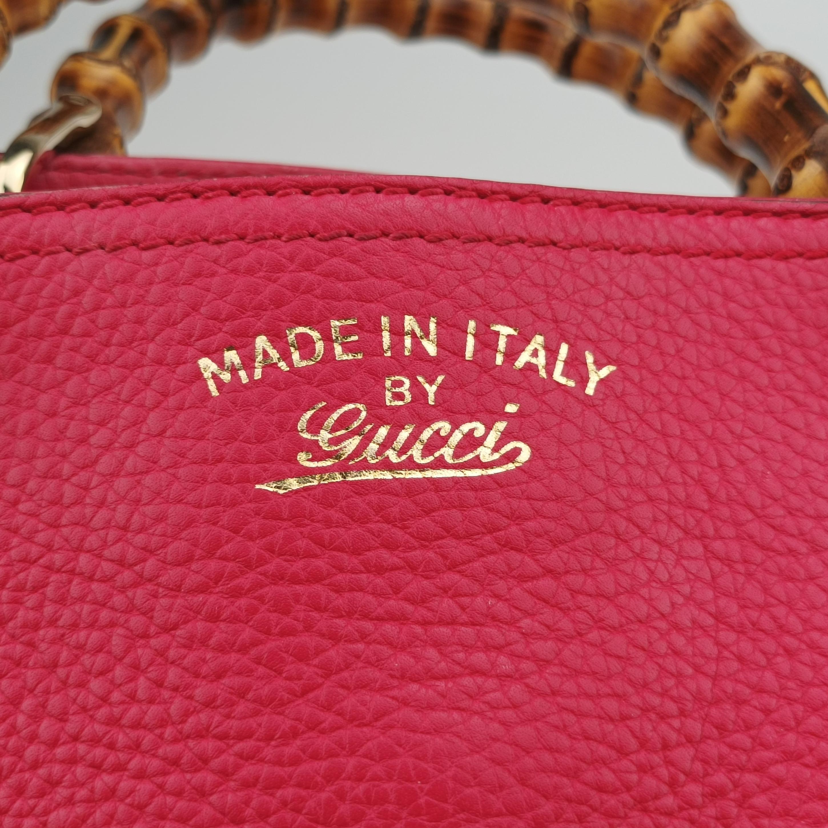 Pre-owned Gucci Bamboo Shopper Red x Orange Leather 323660 shoulderbag | stylenewstar