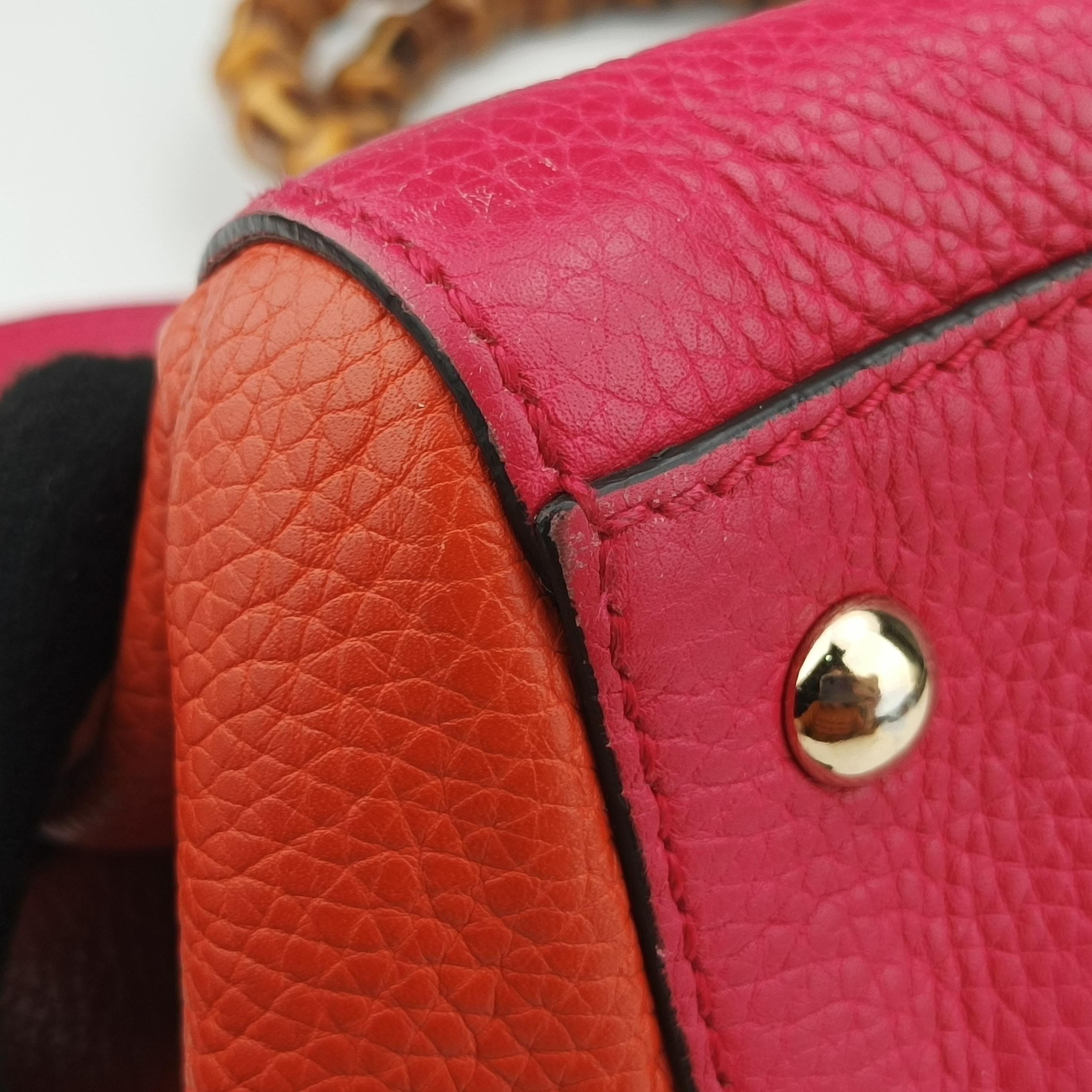 Pre-owned Gucci Bamboo Shopper Red x Orange Leather 323660 shoulderbag | stylenewstar