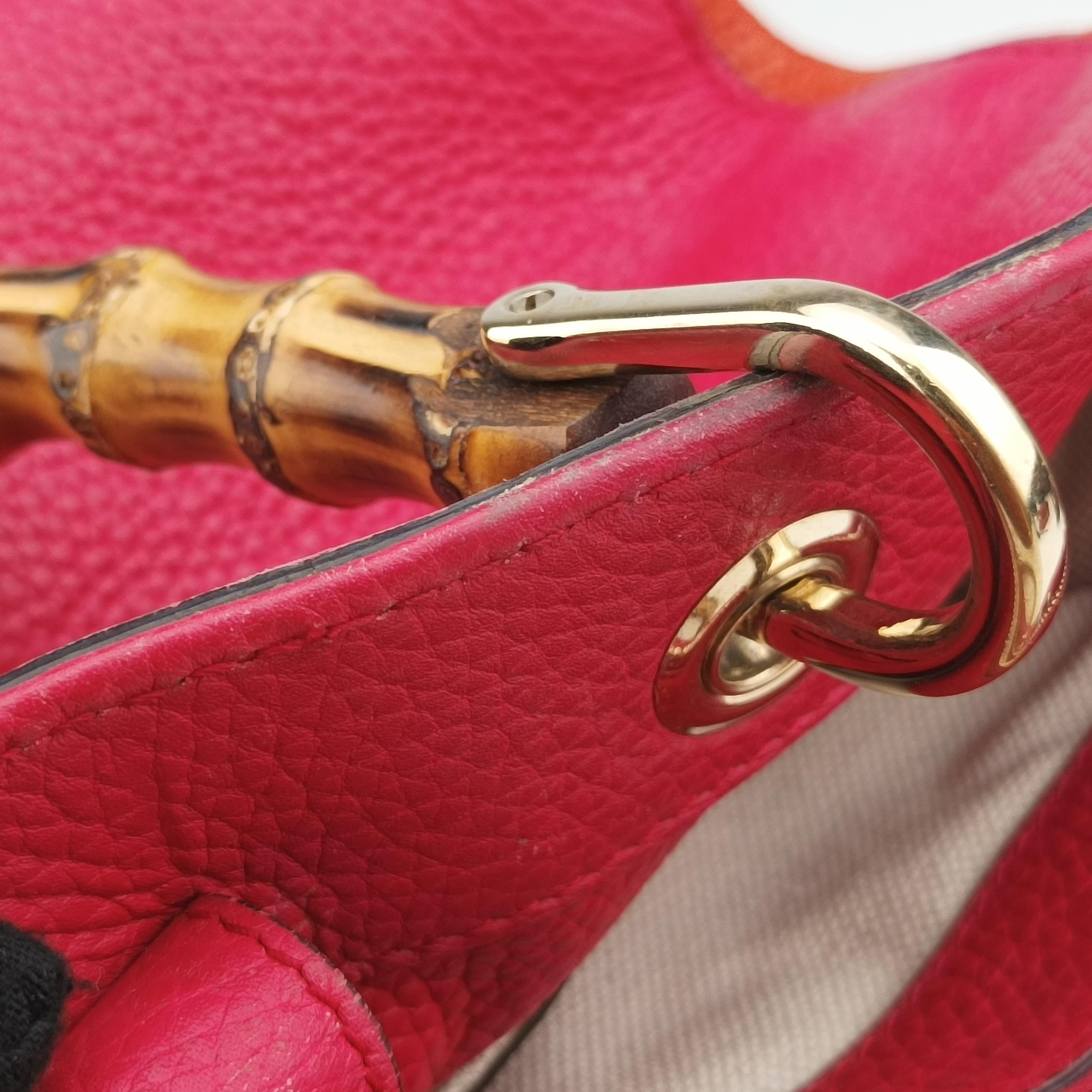 Pre-owned Gucci Bamboo Shopper Red x Orange Leather 323660 shoulderbag | stylenewstar