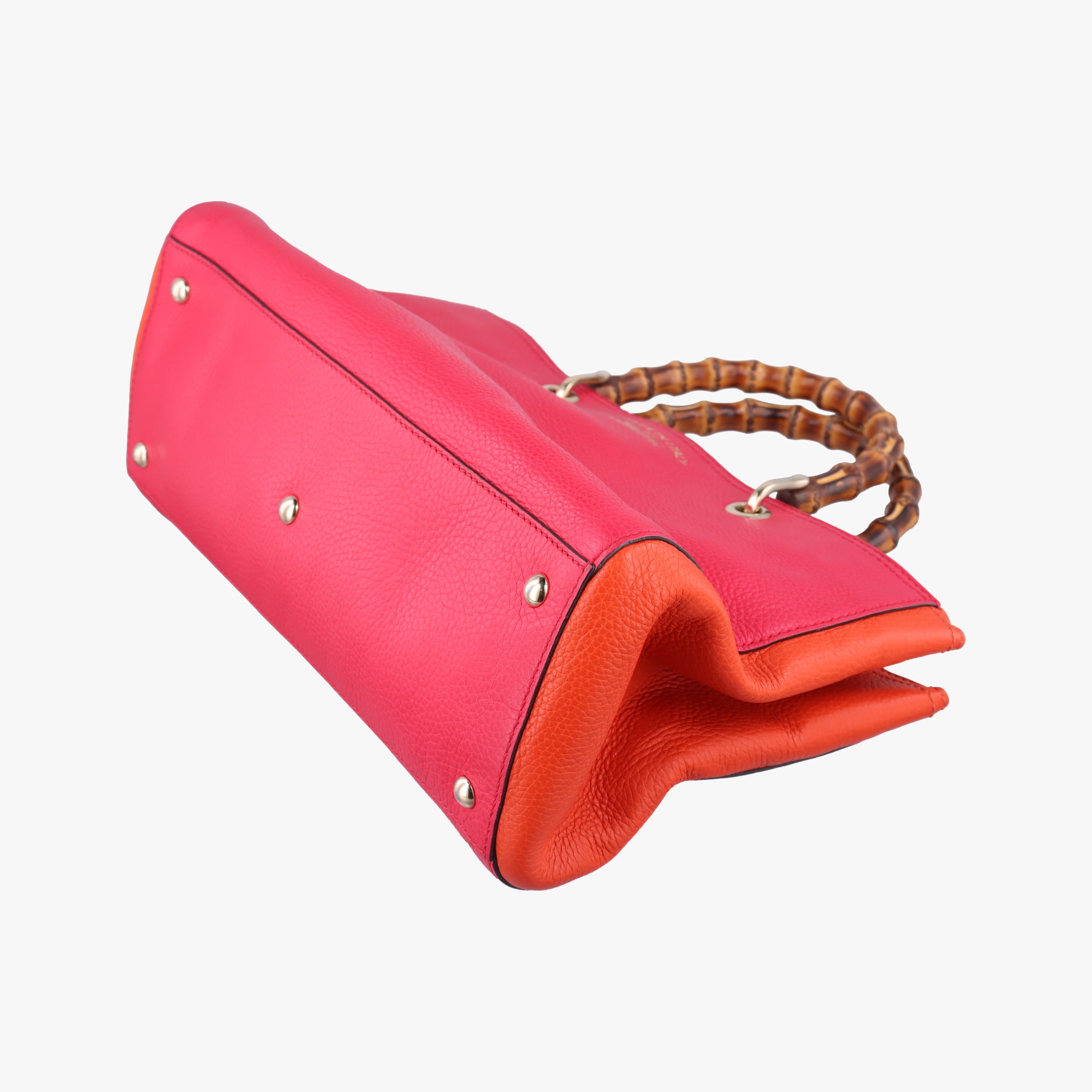 Pre-owned Gucci Bamboo Shopper Red x Orange Leather 323660 shoulderbag | stylenewstar