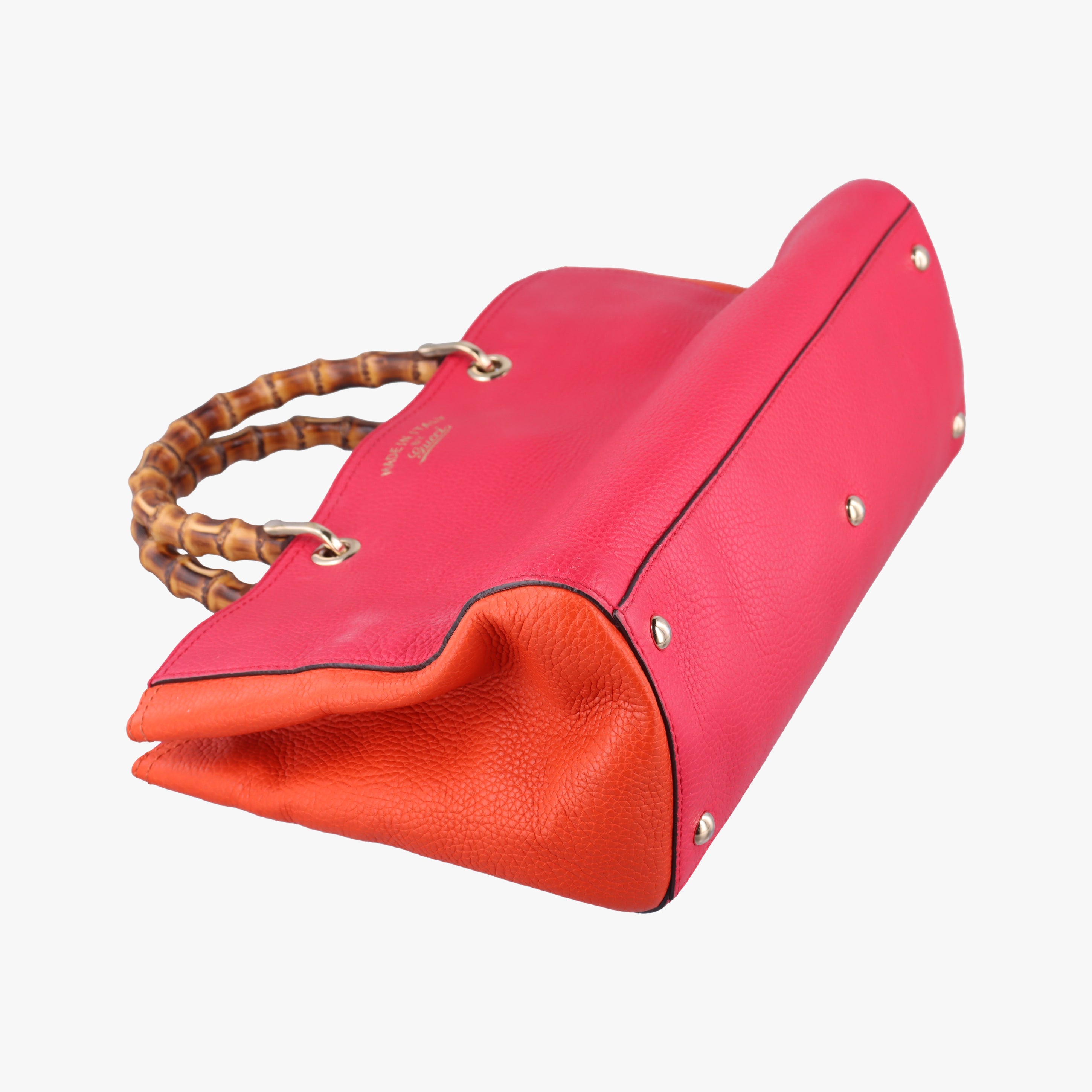 Pre-owned Gucci Bamboo Shopper Red x Orange Leather 323660 shoulderbag | stylenewstar