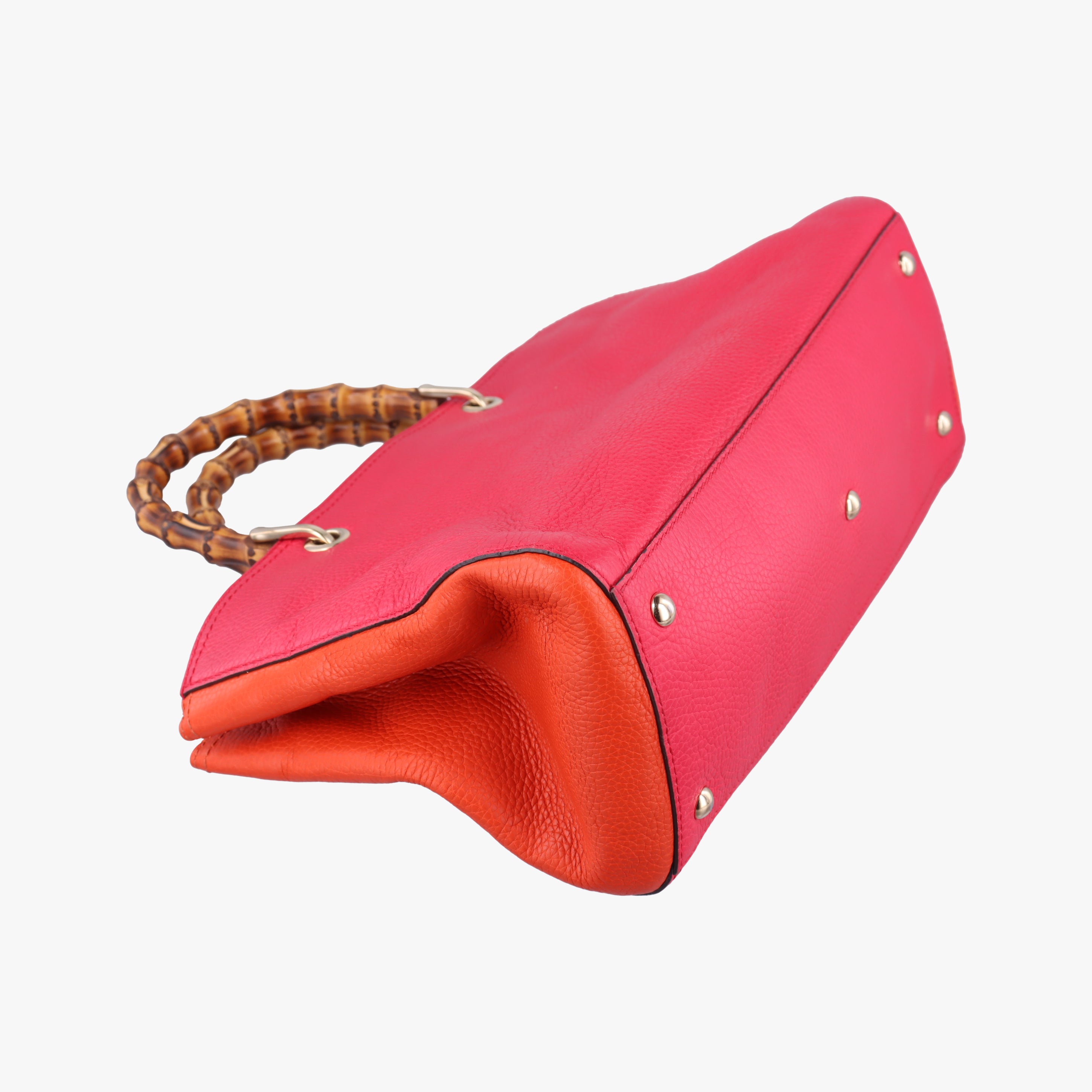 Pre-owned Gucci Bamboo Shopper Red x Orange Leather 323660 shoulderbag | stylenewstar