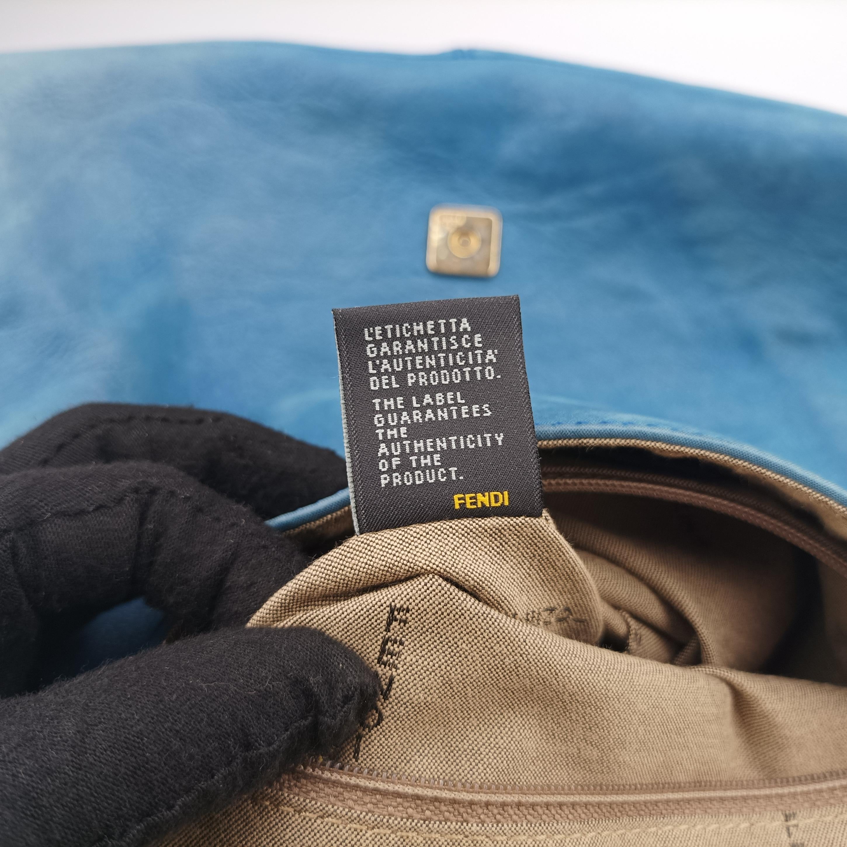 Secondhand Fendi Big Mamma Forever Flap Blue Leather 8BR638 shoulderbag | stylenewstar