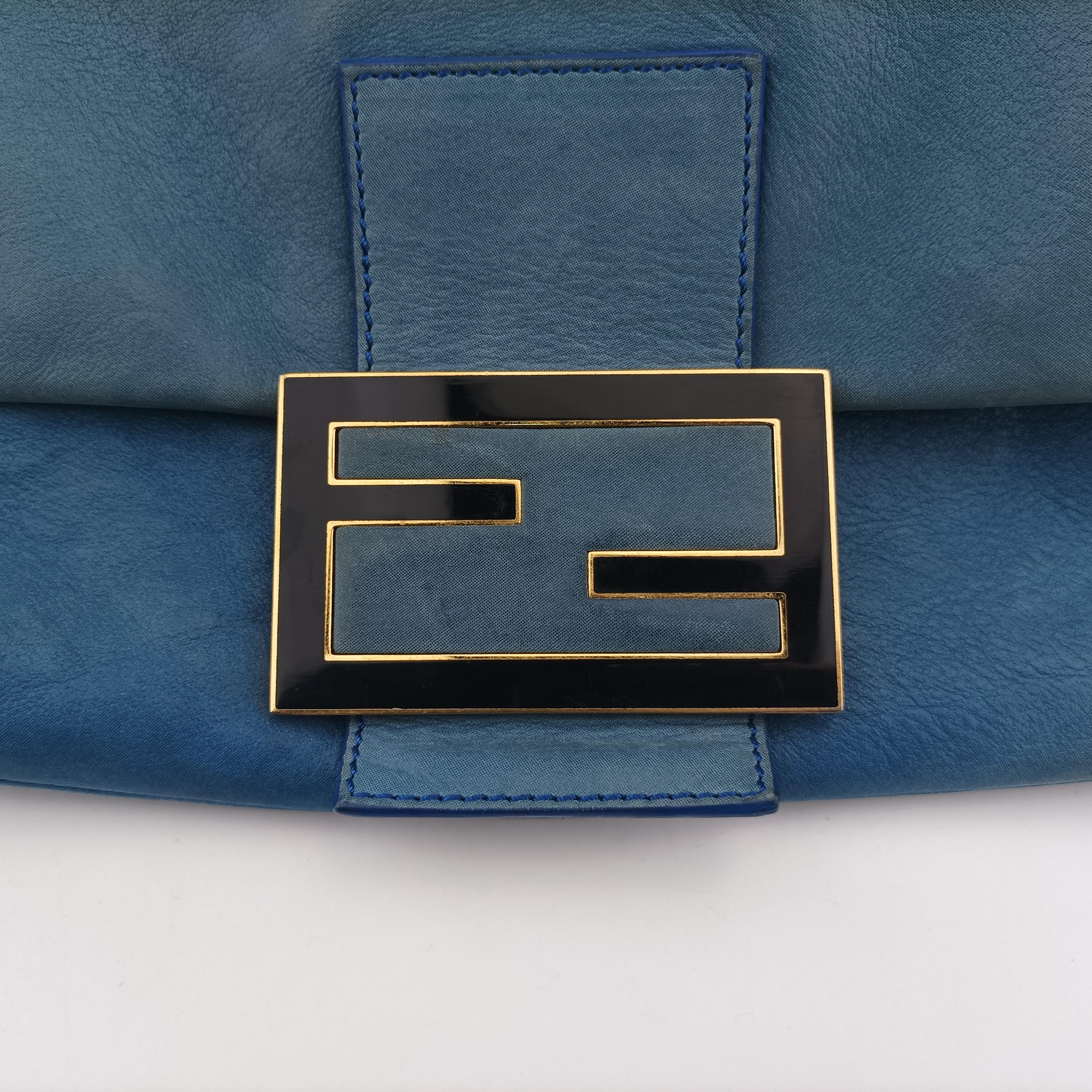 Secondhand Fendi Big Mamma Forever Flap Blue Leather 8BR638 shoulderbag | stylenewstar