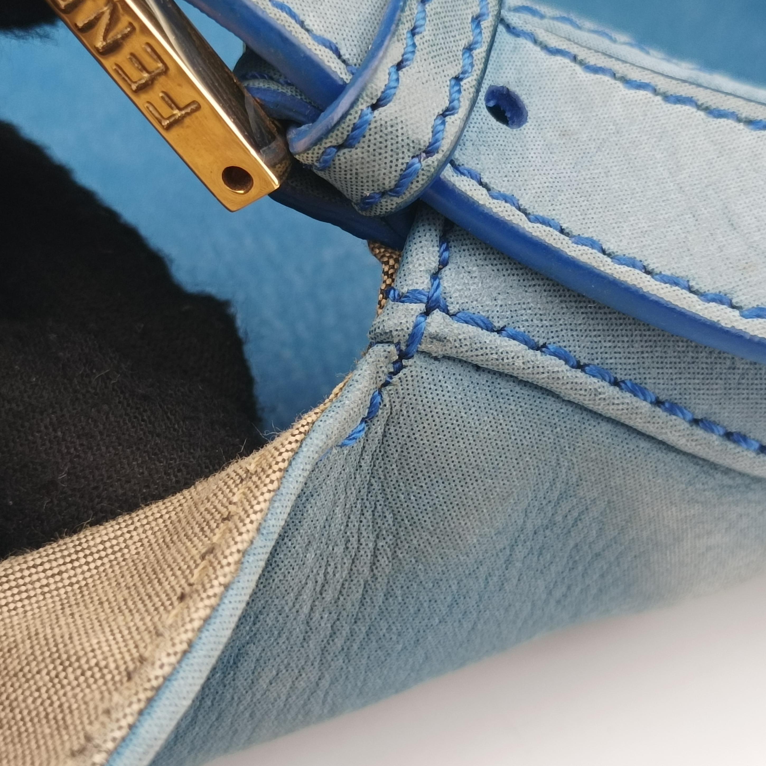 Secondhand Fendi Big Mamma Forever Flap Blue Leather 8BR638 shoulderbag | stylenewstar