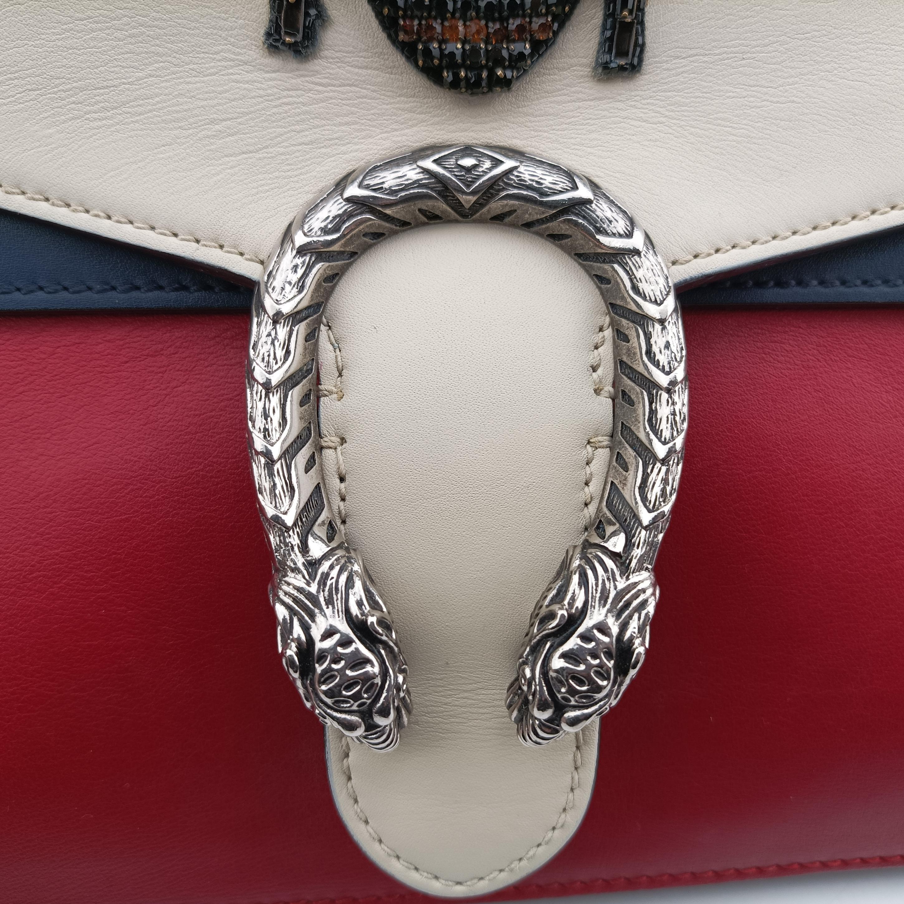 Pre-owned Gucci Dionysus Red x White x Navy x Multicolor Leather 403348 shoulderbag | stylenewstar