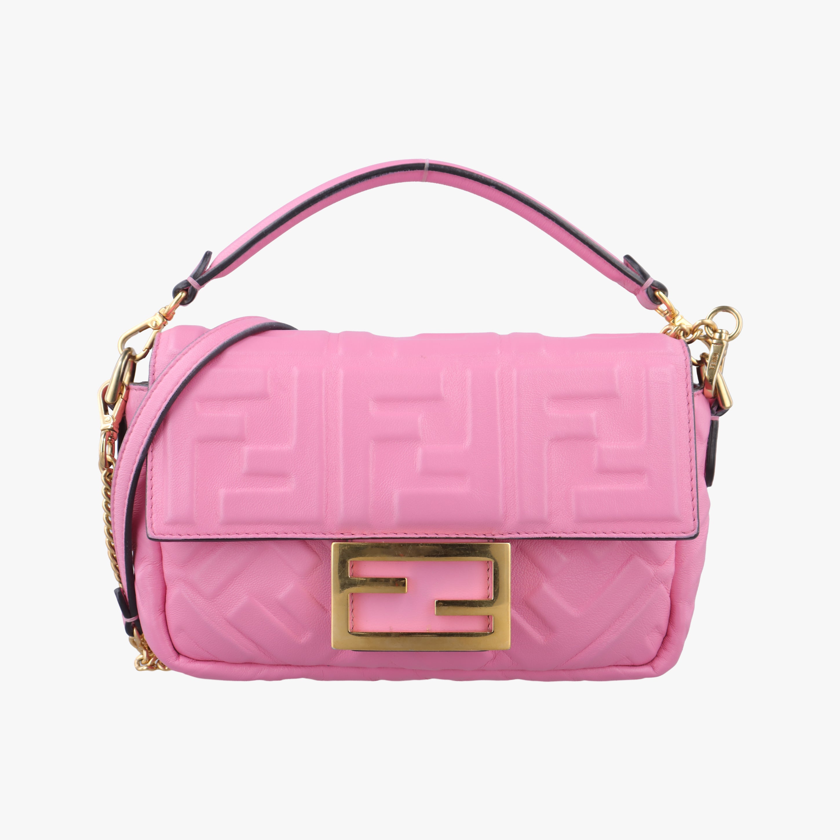 Pre-owned Fendi BAGUETTE Pink Leather 8BS017 shoulderbag | stylenewstar