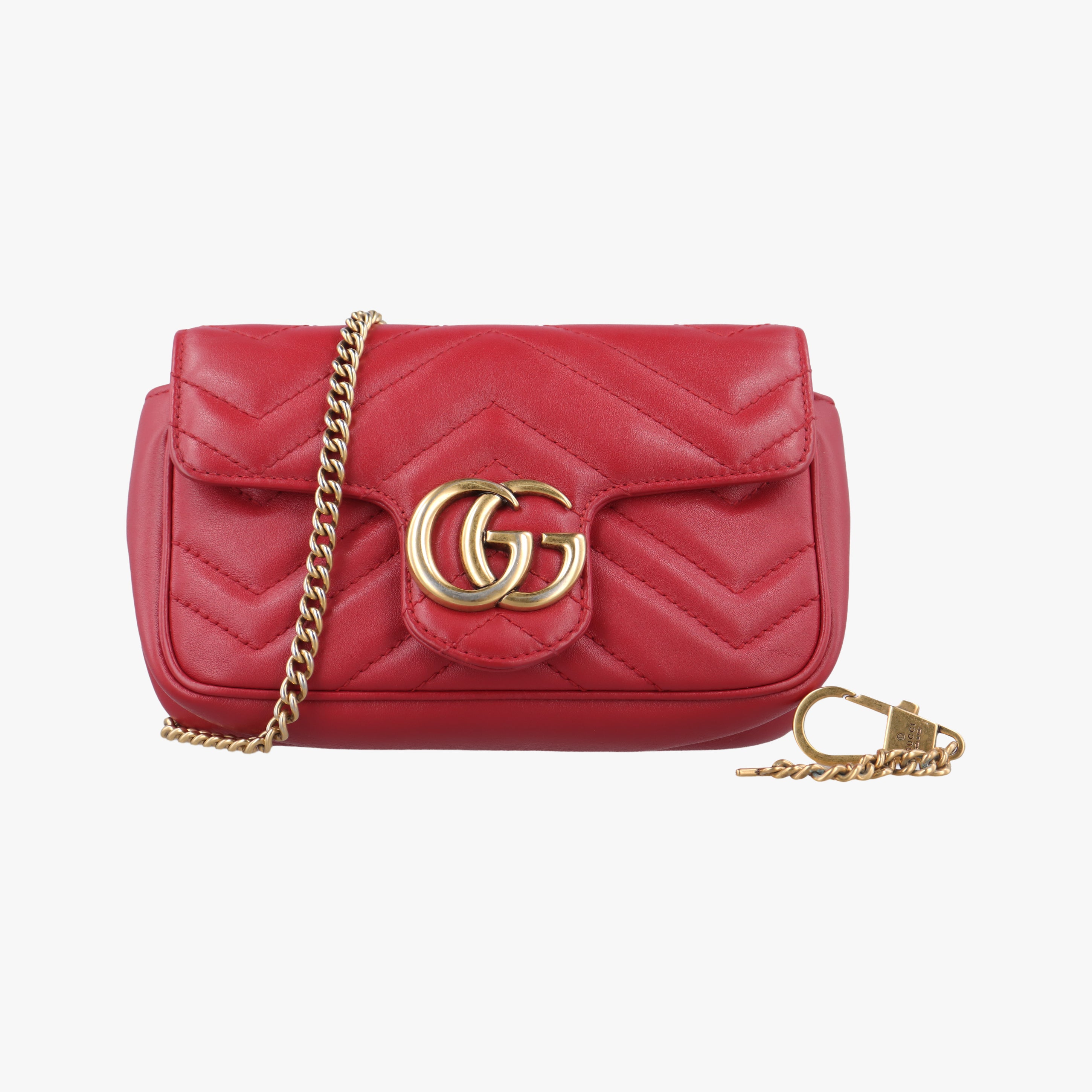 Pre-owned Gucci GG Marmont Red Leather 476433 shoulderbag | stylenewstar