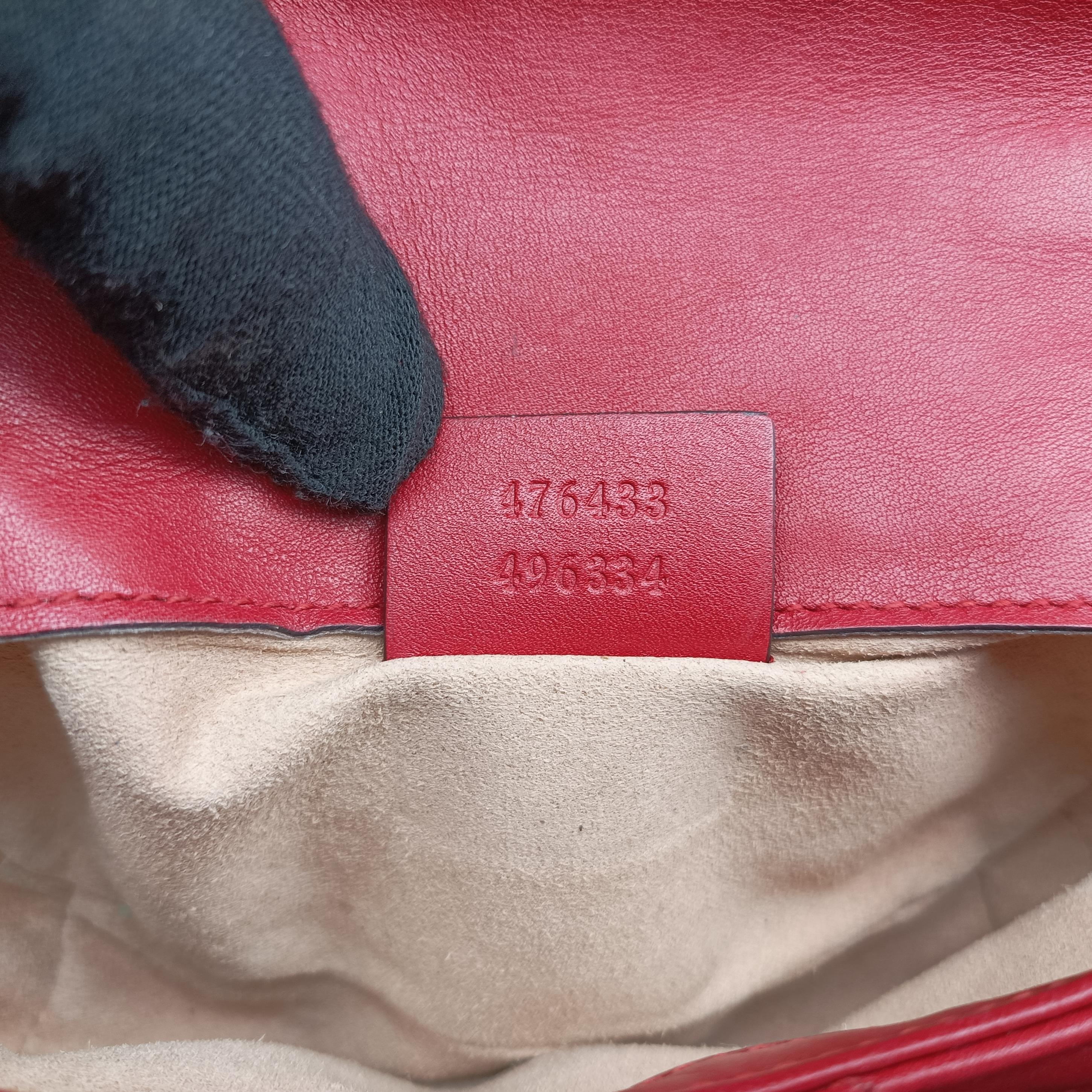 Pre-owned Gucci GG Marmont Red Leather 476433 shoulderbag | stylenewstar