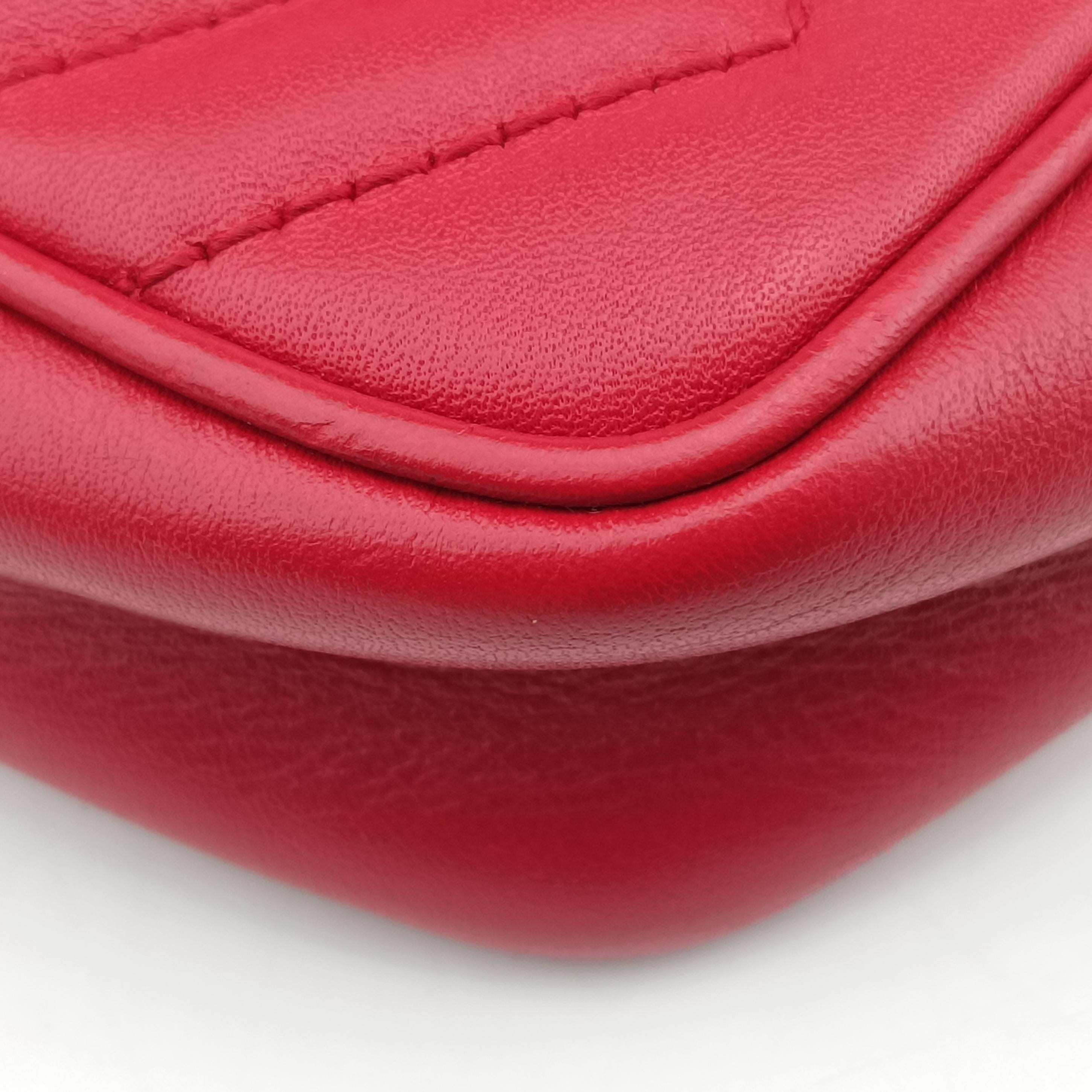 Pre-owned Gucci GG Marmont Red Leather 476433 shoulderbag | stylenewstar