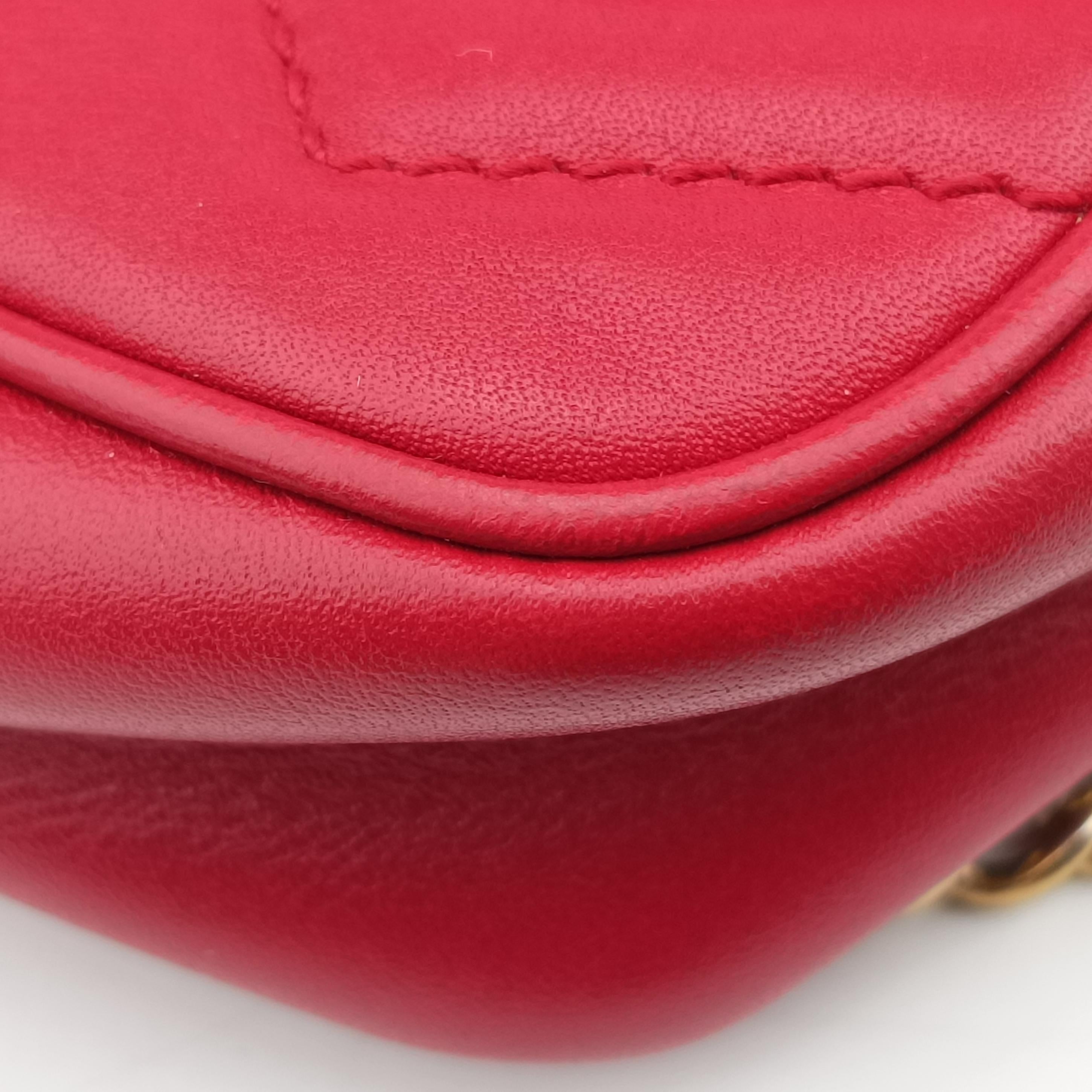 Pre-owned Gucci GG Marmont Red Leather 476433 shoulderbag | stylenewstar