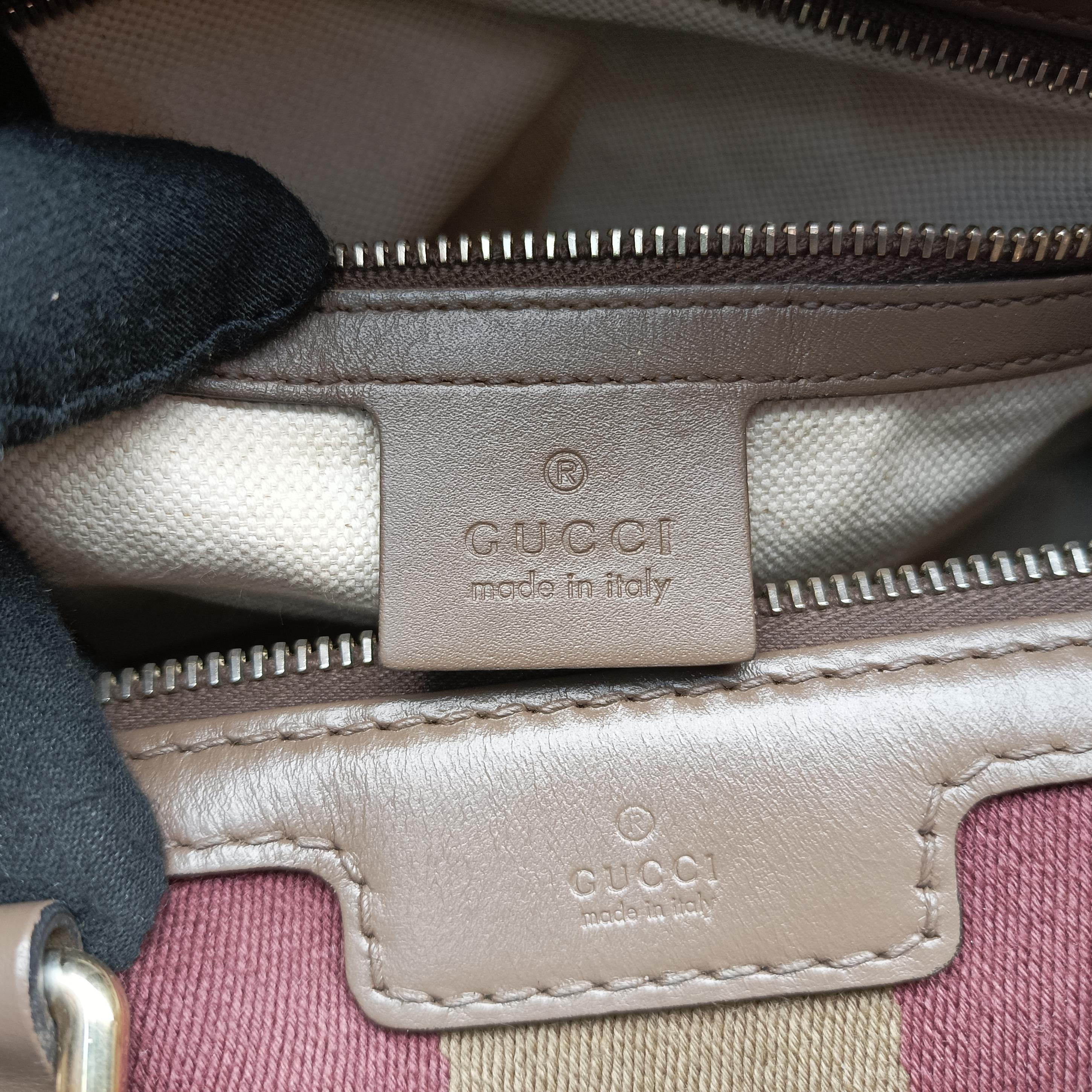 Vintage Gucci Sherry Line Beige x red x Brown canvas x leather 247205 shoulderbag | stylenewstar