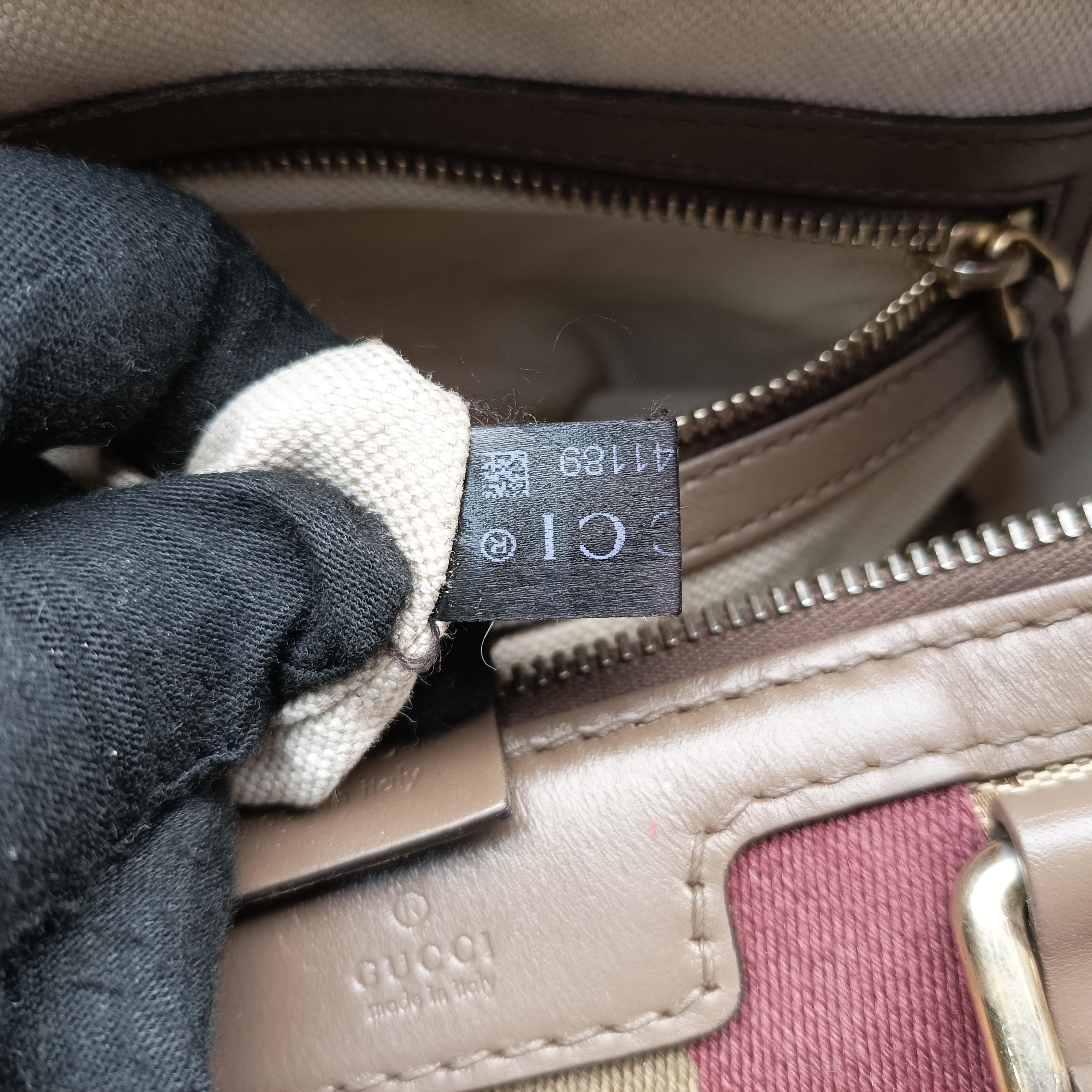 Vintage Gucci Sherry Line Beige x red x Brown canvas x leather 247205 shoulderbag | stylenewstar