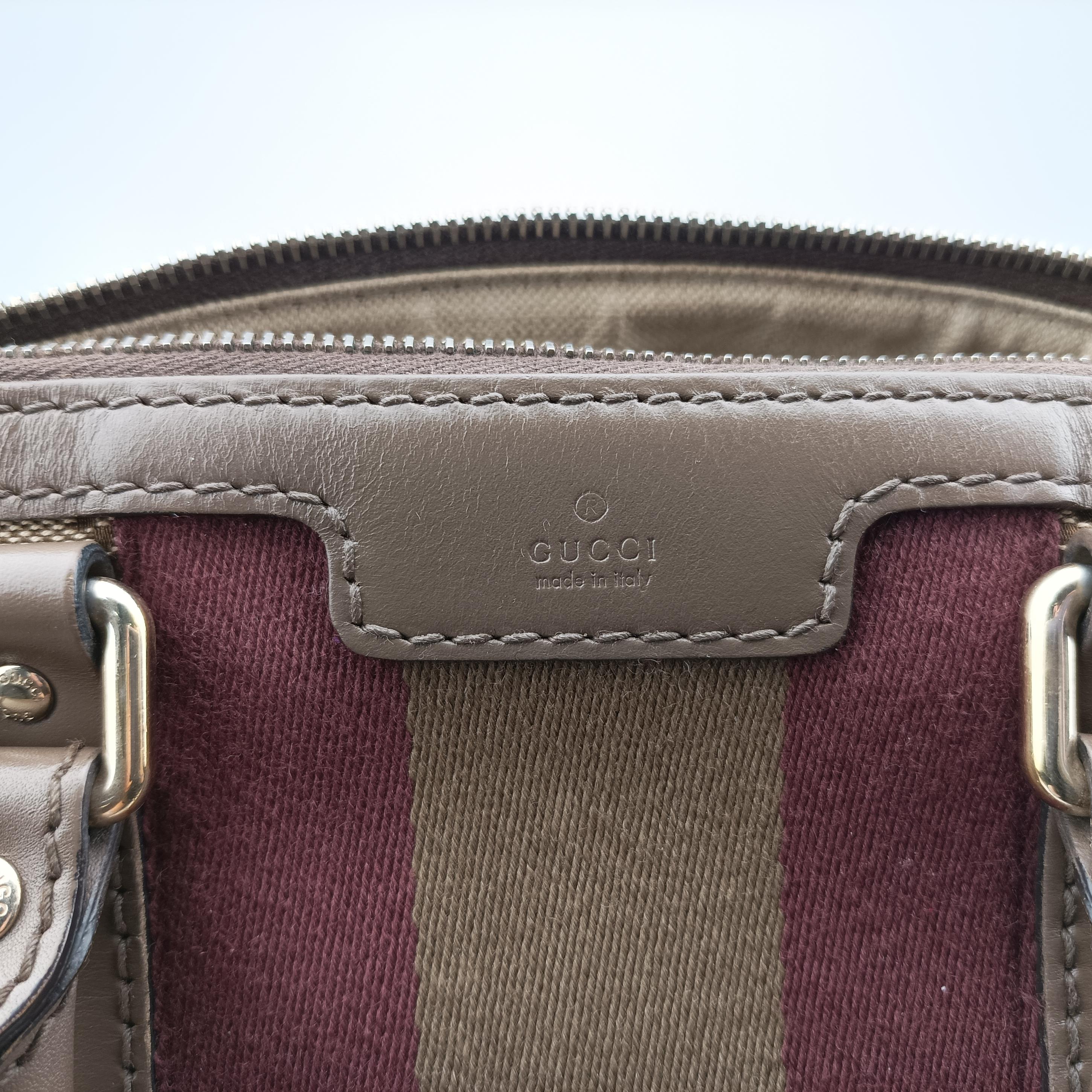 Vintage Gucci Sherry Line Beige x red x Brown canvas x leather 247205 shoulderbag | stylenewstar