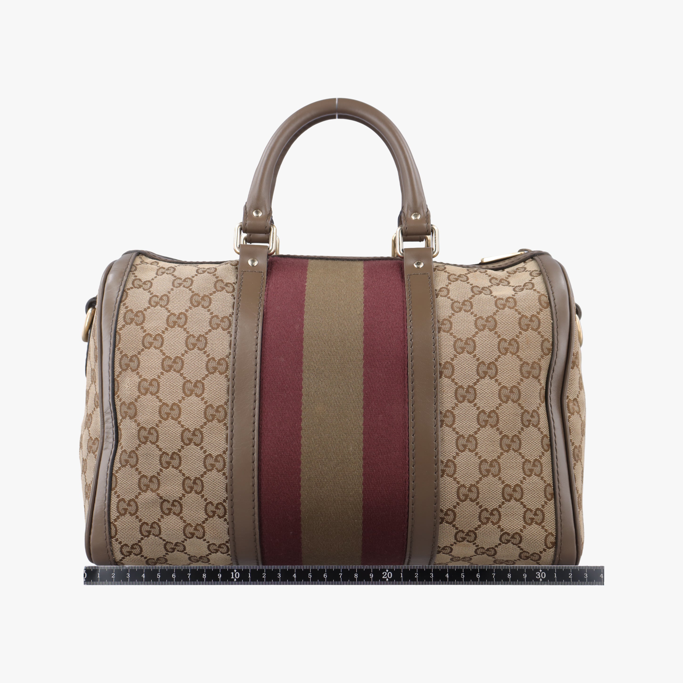 Vintage Gucci Sherry Line Beige x red x Brown canvas x leather 247205 shoulderbag | stylenewstar
