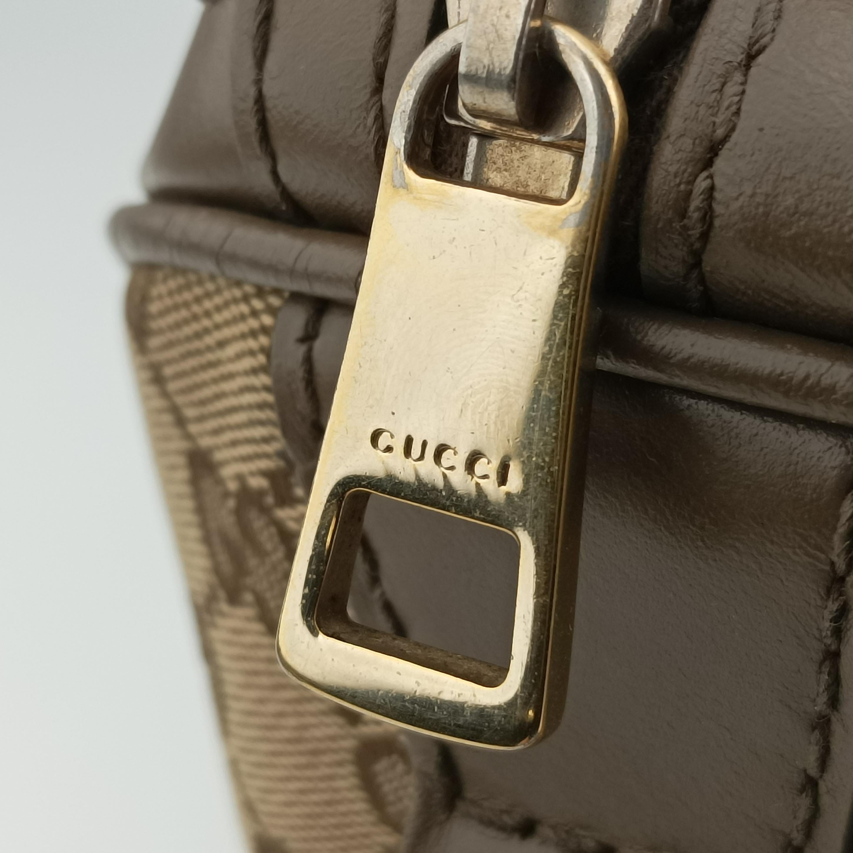 Vintage Gucci Sherry Line Beige x red x Brown canvas x leather 247205 shoulderbag | stylenewstar