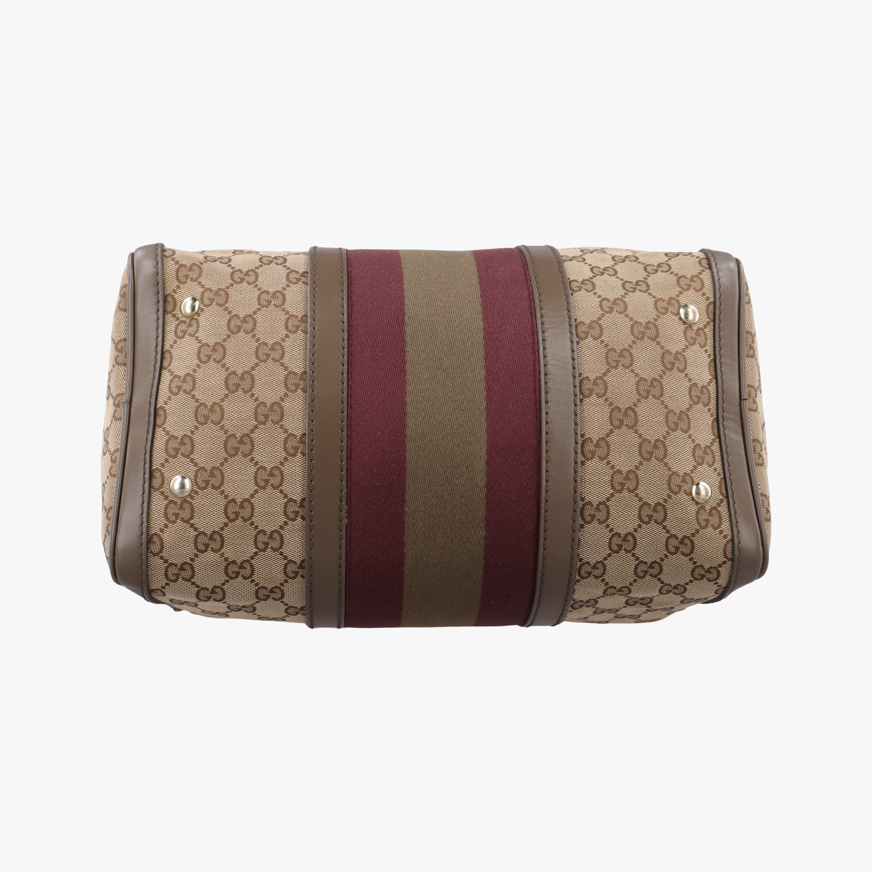 Vintage Gucci Sherry Line Beige x red x Brown canvas x leather 247205 shoulderbag | stylenewstar