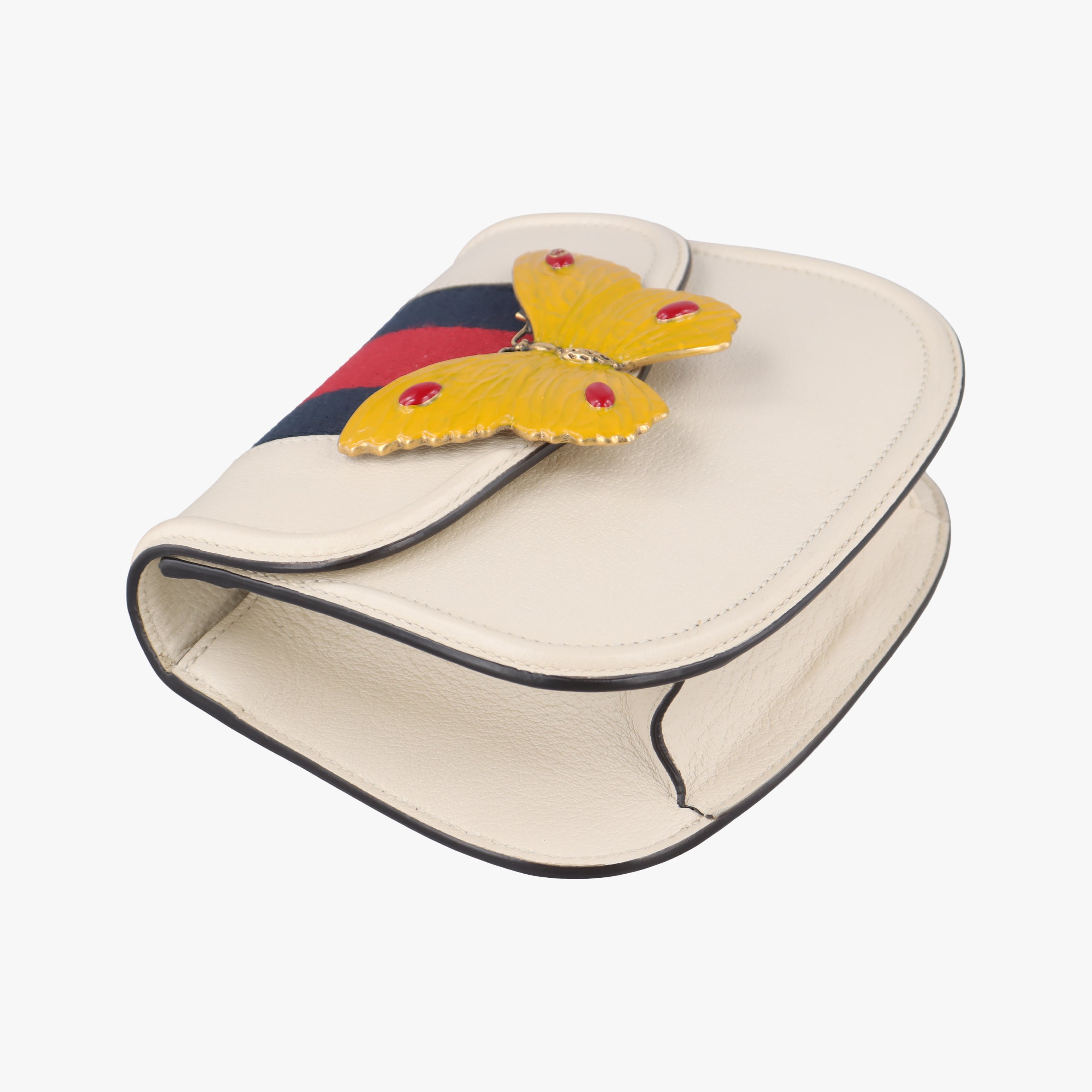 Pre-owned Gucci Web Stripe Butterfly Totem White×multicolor Leather 505388 shoulderbag | stylenewstar