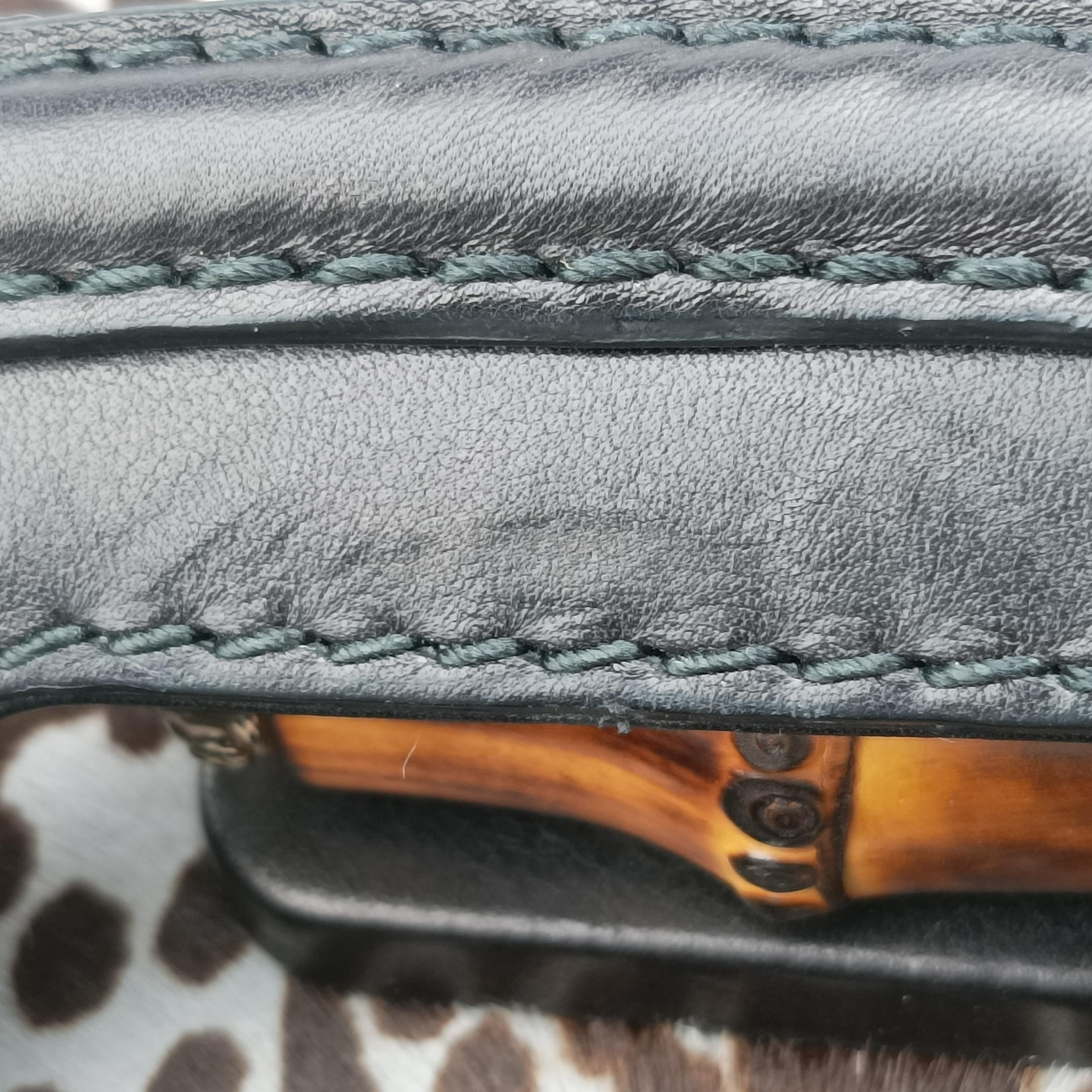 Pre-owned Gucci New Bamboo Black×Multicolour ponyhair×Leather 240242 shoulderbag | stylenewstar