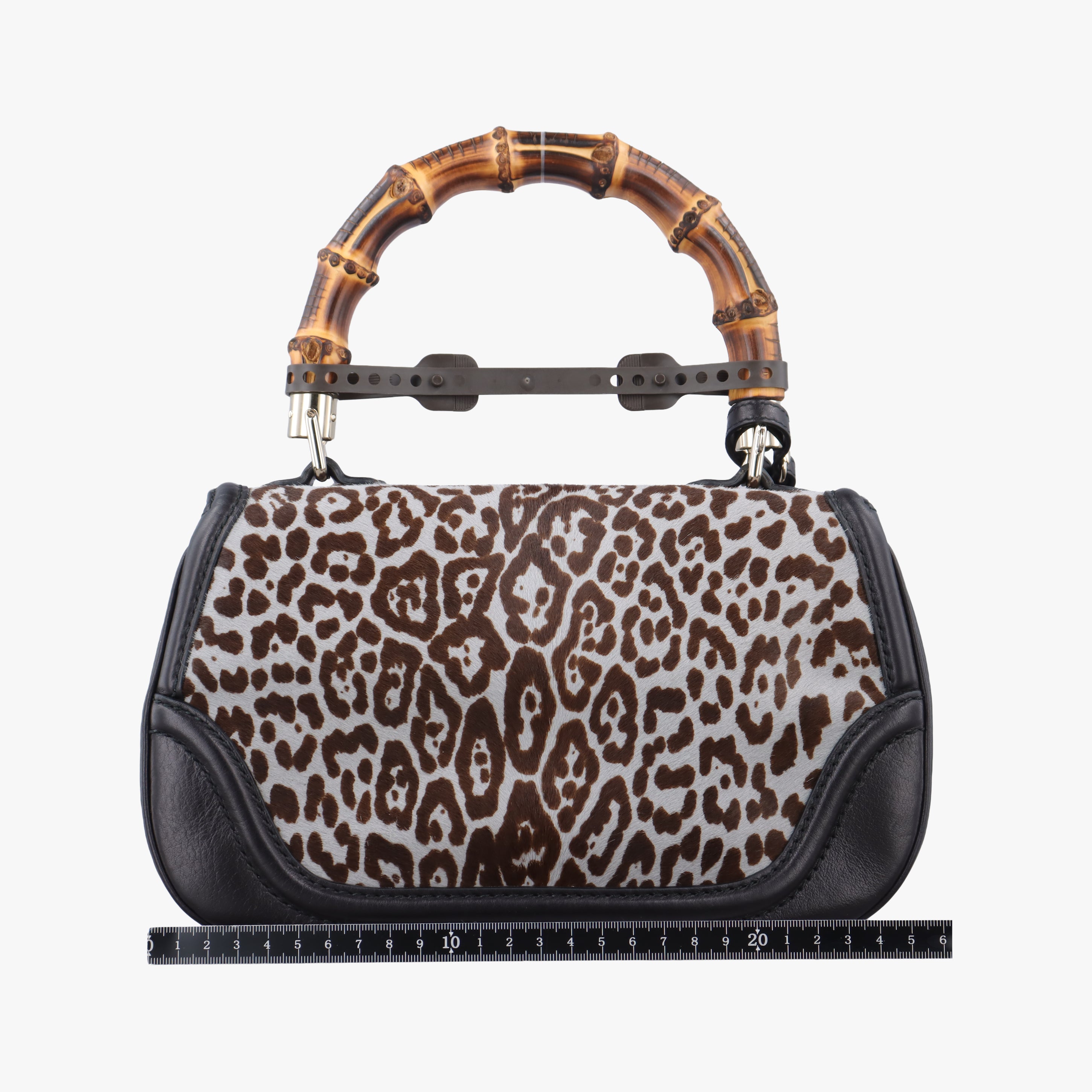 Pre-owned Gucci New Bamboo Black×Multicolour ponyhair×Leather 240242 shoulderbag | stylenewstar