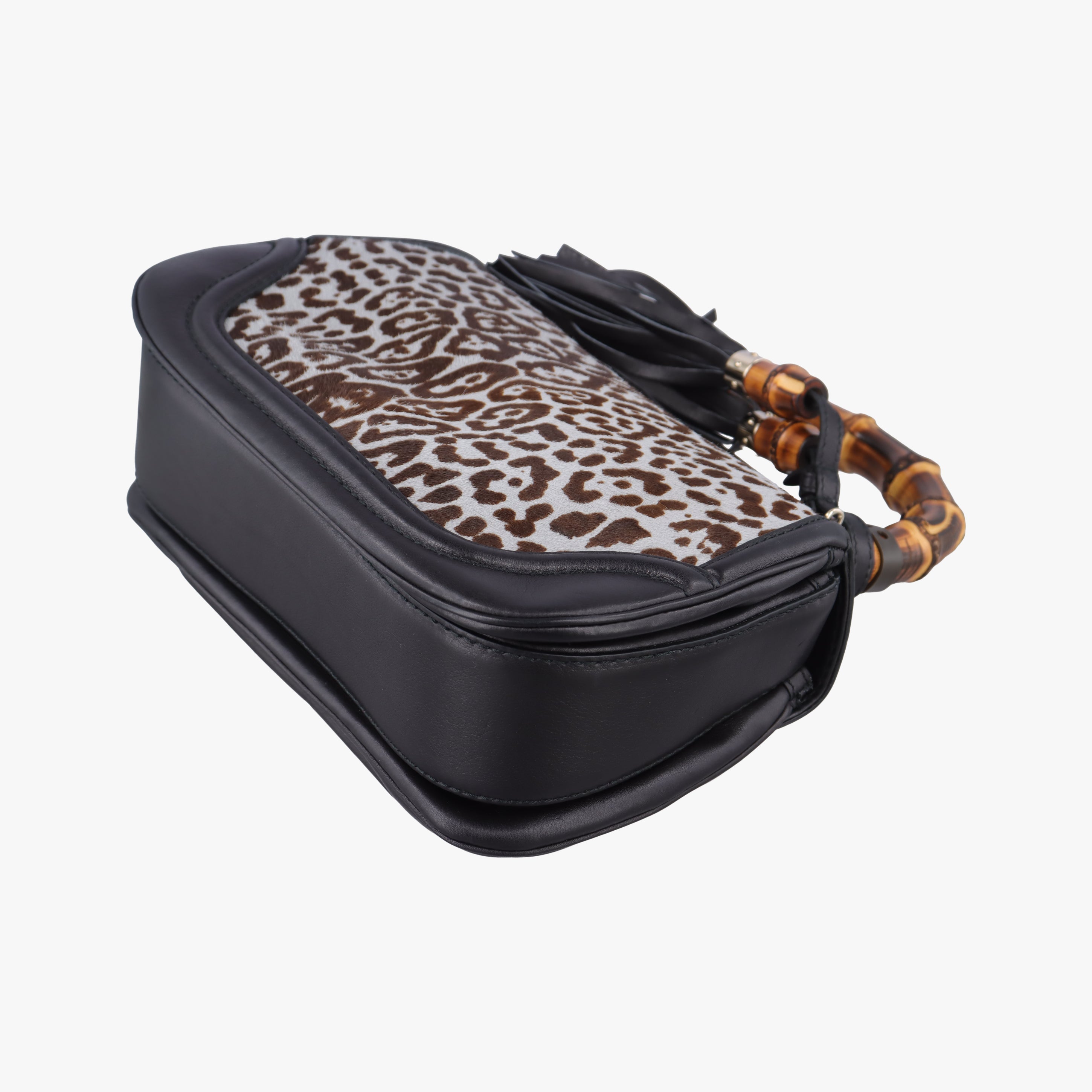 Pre-owned Gucci New Bamboo Black×Multicolour ponyhair×Leather 240242 shoulderbag | stylenewstar