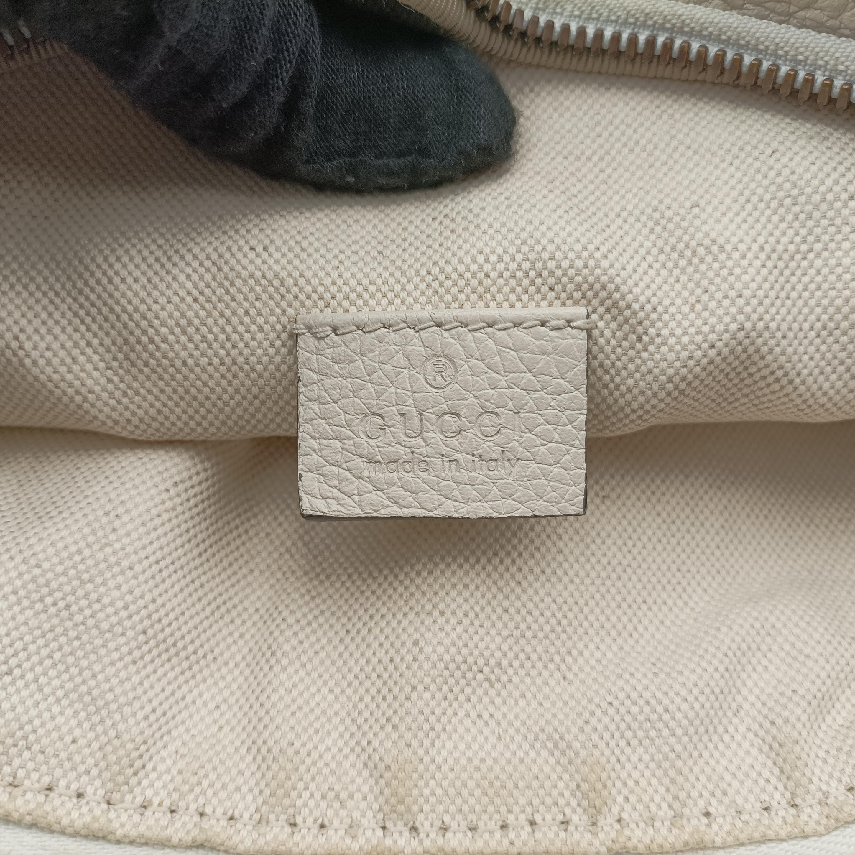 Pre-owned Gucci Gucci Print White Leather 530412 bum bag/waist bag | stylenewstar