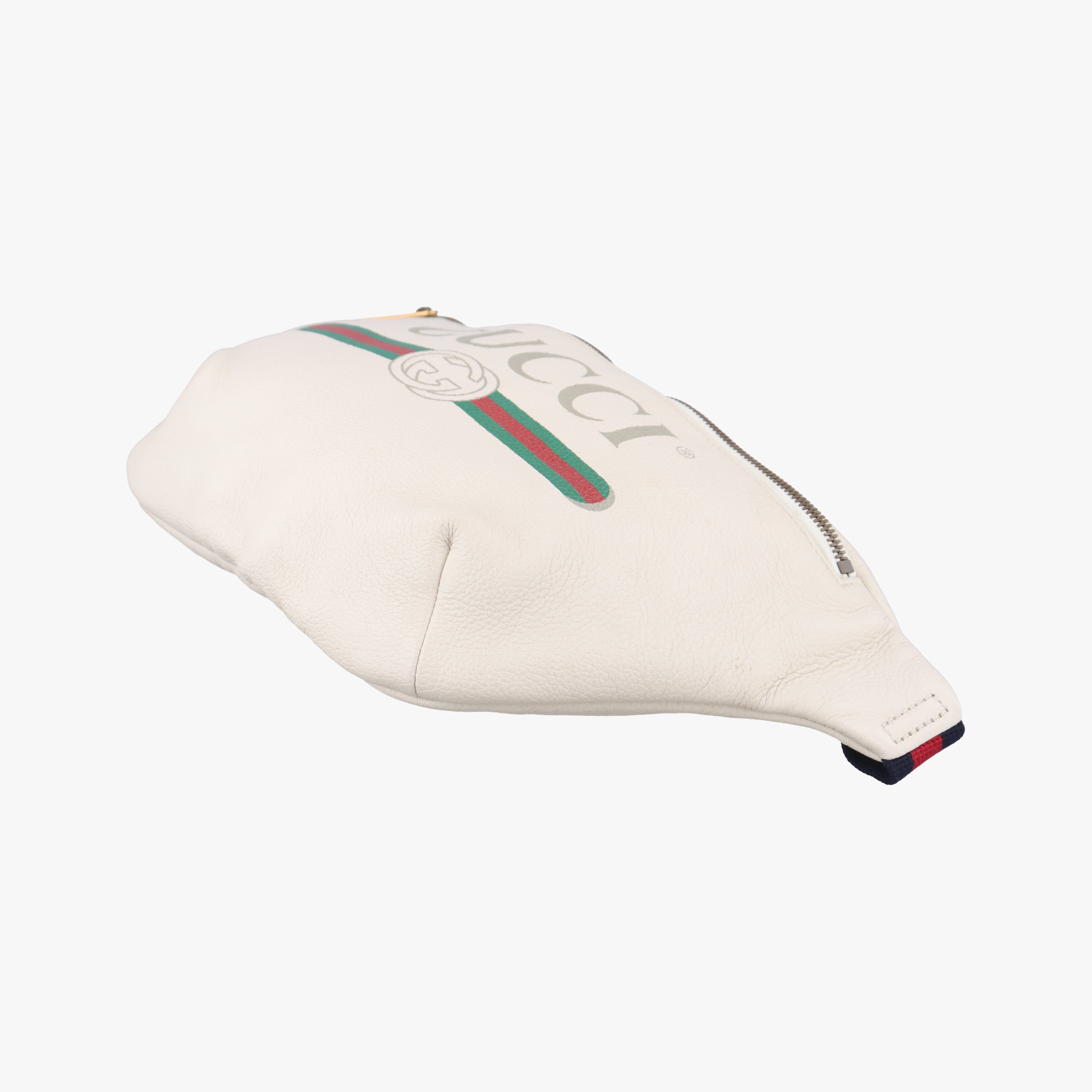 Pre-owned Gucci Gucci Print White Leather 530412 bum bag/waist bag | stylenewstar